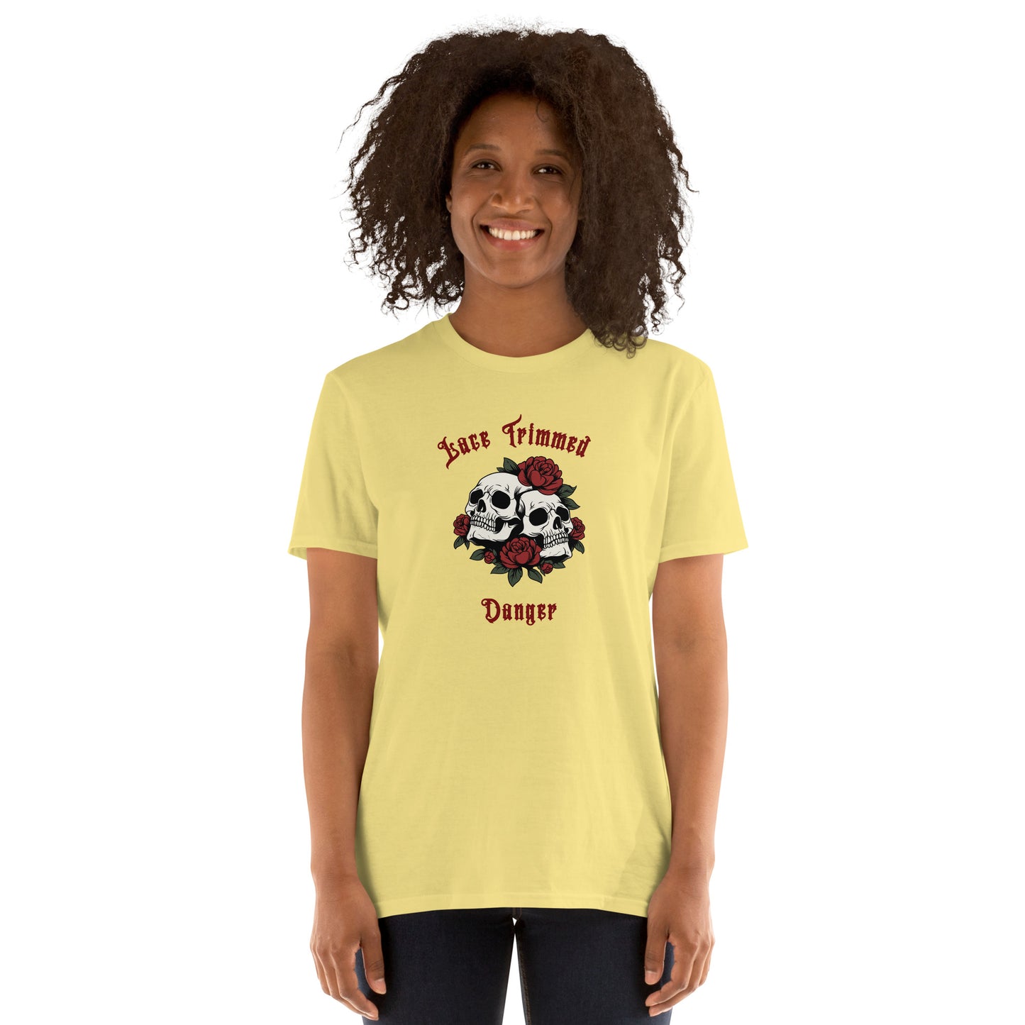 Lace Trimmed Danger Unisex Tee by EraofInk