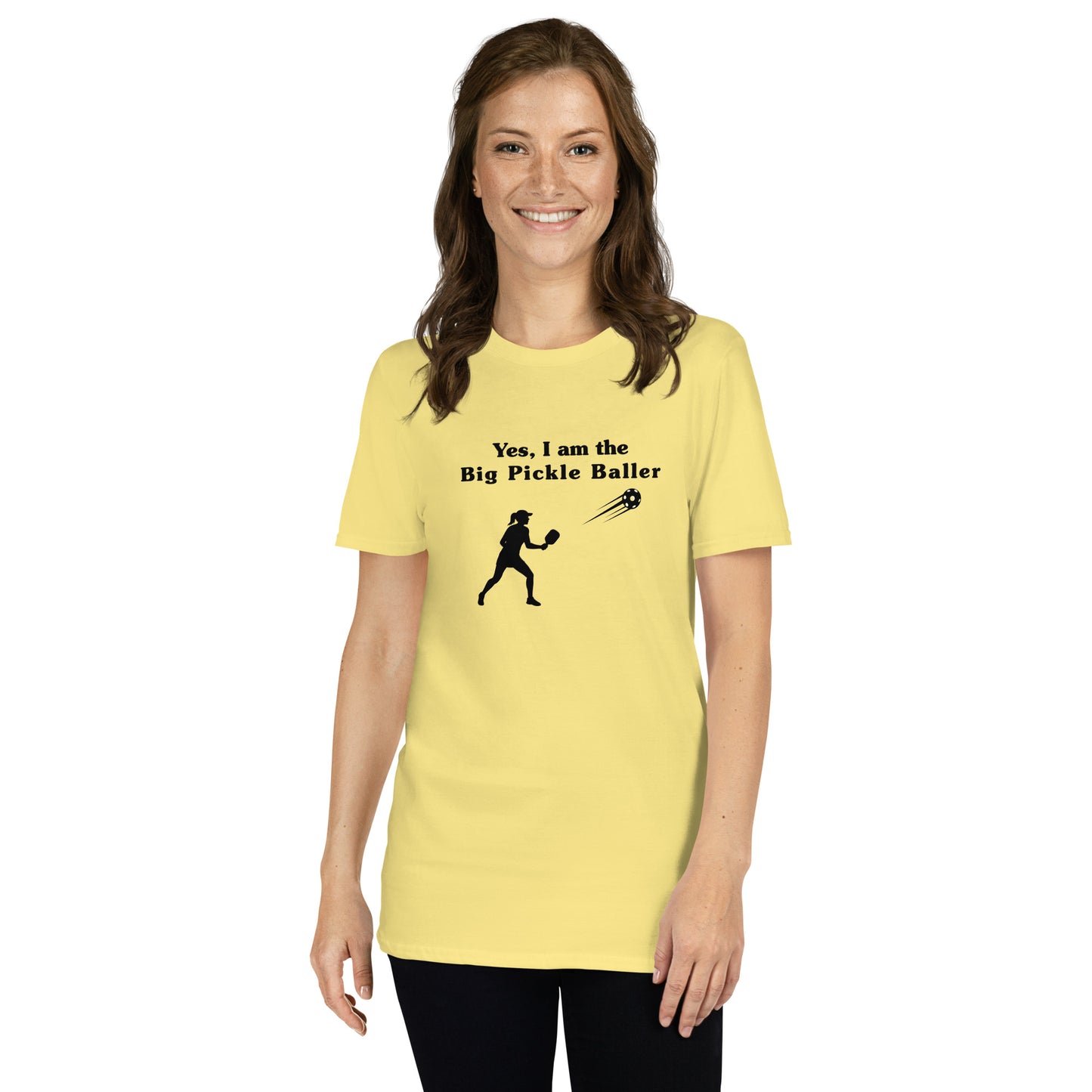 Yes, I am the Big Pickleballer Female Pickleball Unisex Tee by EraofInk