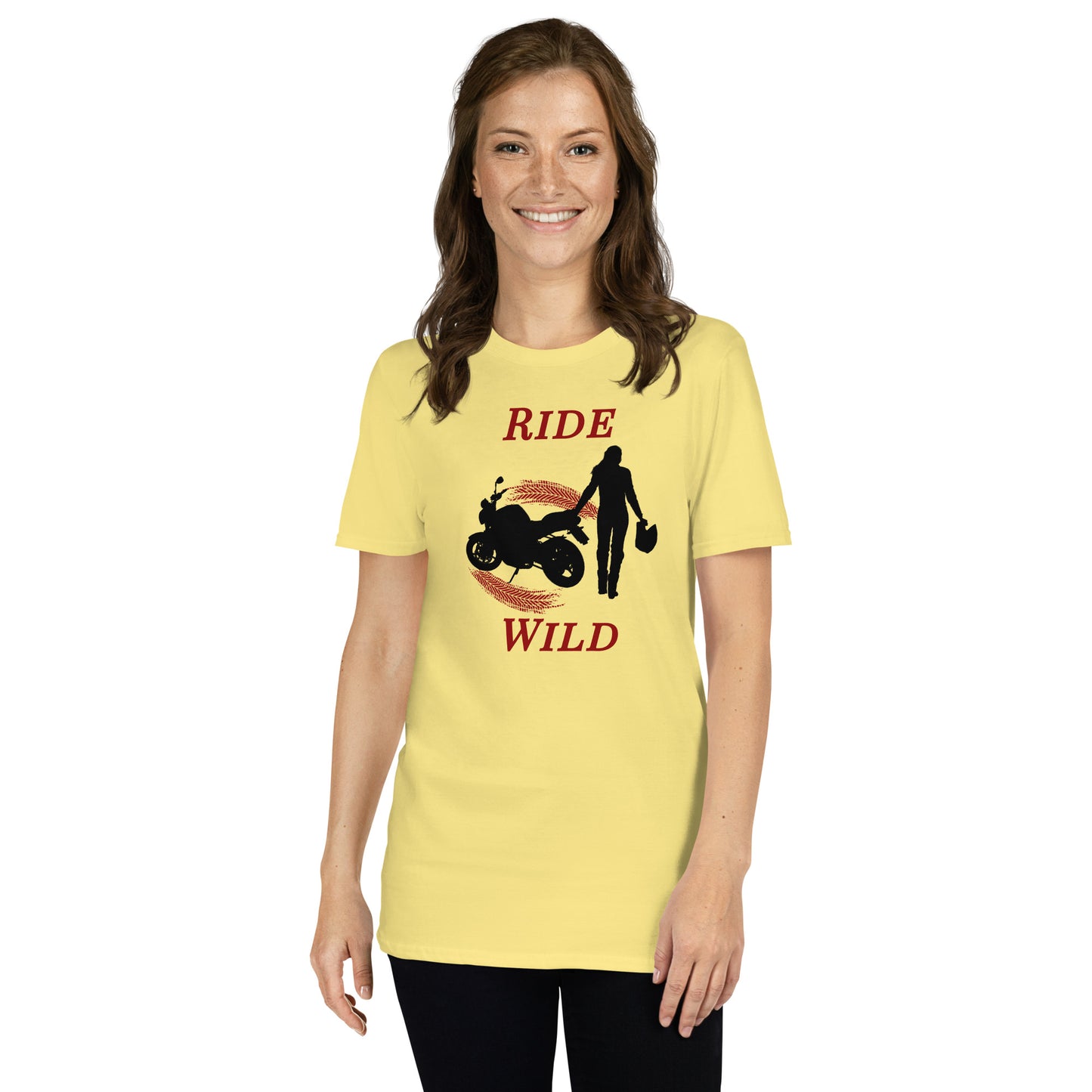 Ride Wild Motorcycle Biker Girl Unisex Tee by EraofInk