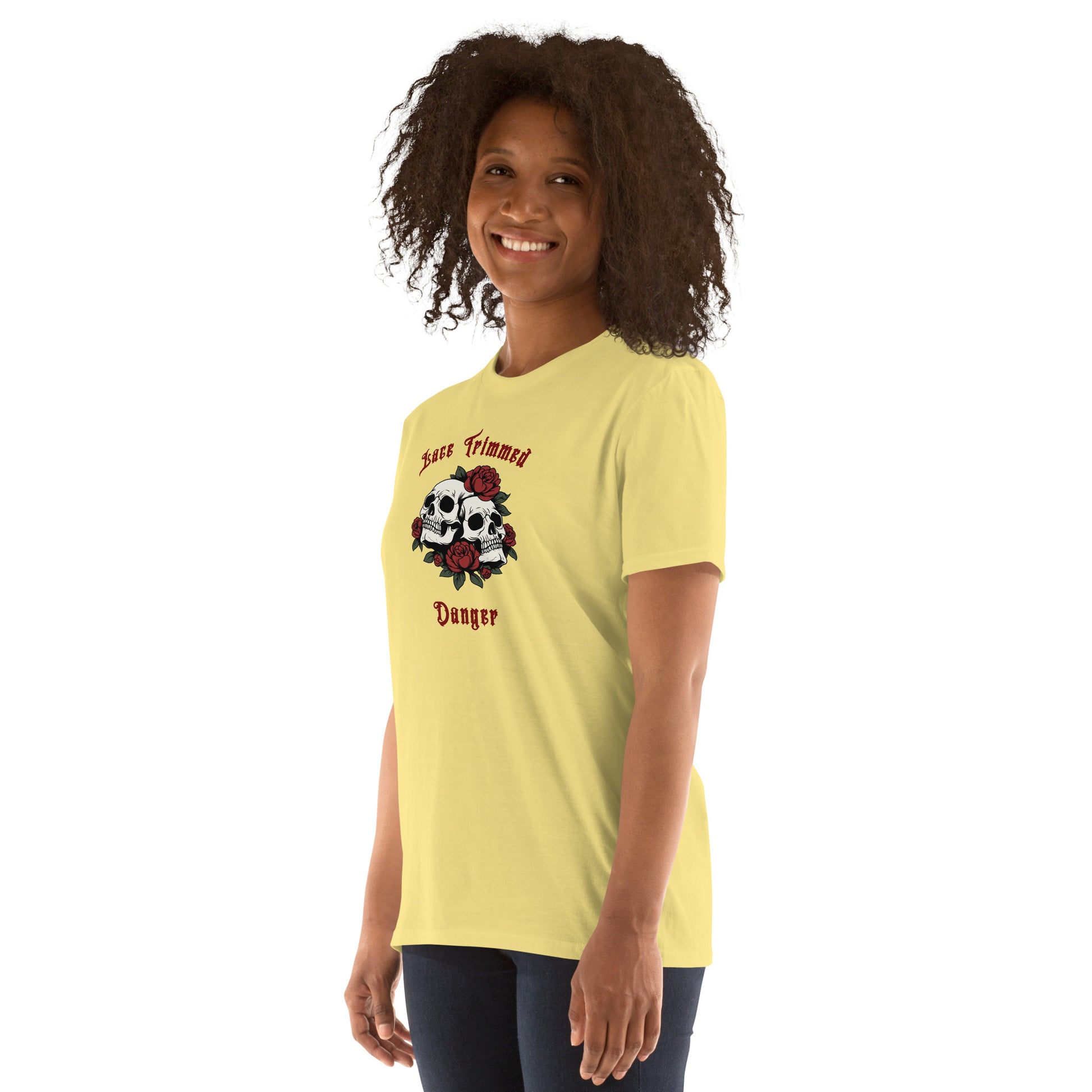 Lace Trimmed Danger Unisex Tee by EraofInk