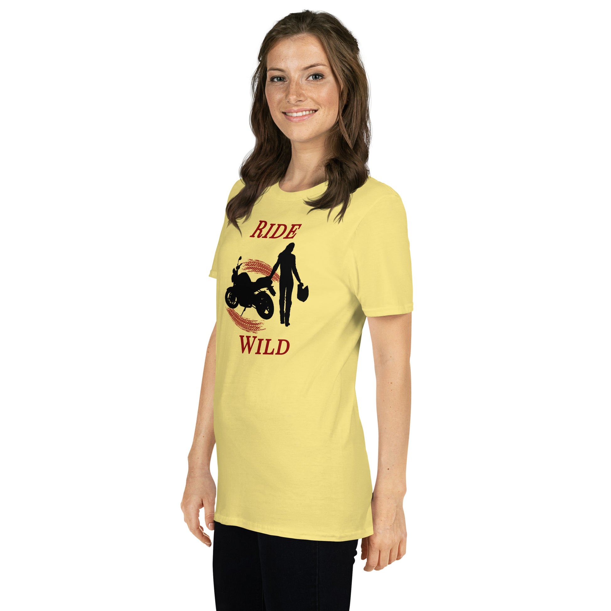 Ride Wild Motorcycle Biker Girl Unisex Tee by EraofInk
