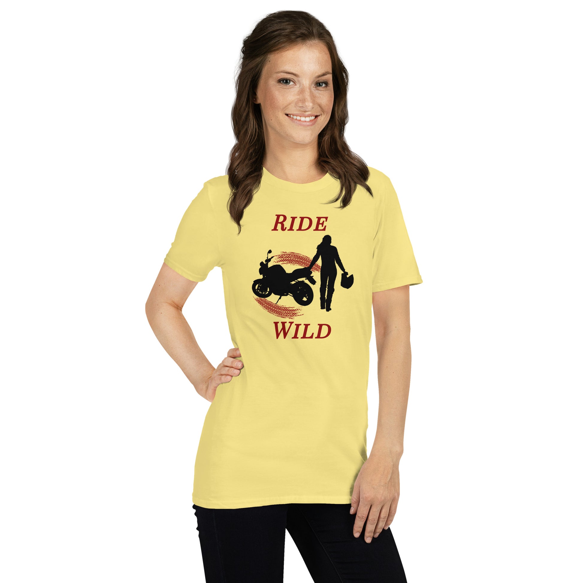Ride Wild Motorcycle Biker Girl Unisex Tee by EraofInk