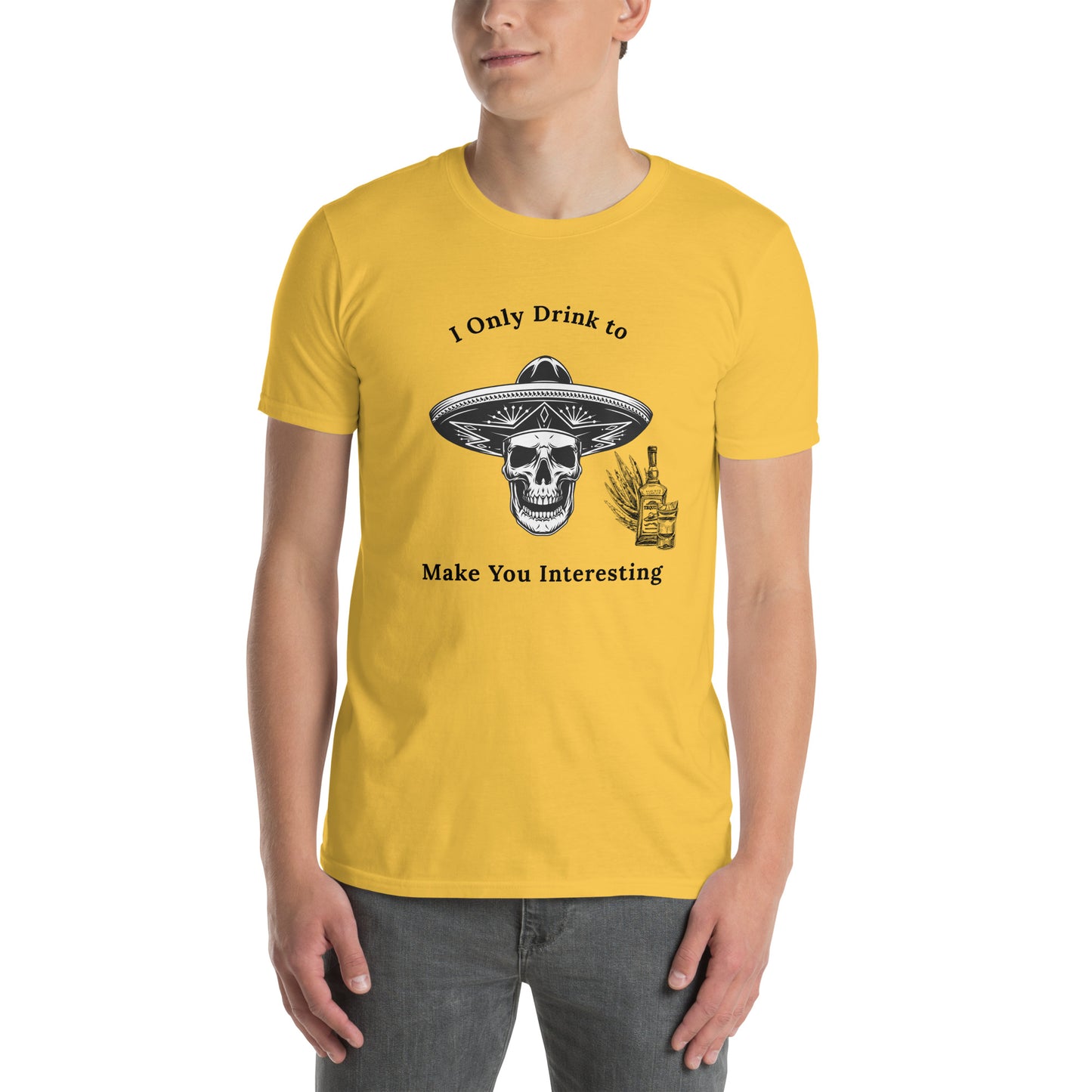 Tequila Drinker's Shirt Skull Wearing Sombrero with Tequila by EraofInk