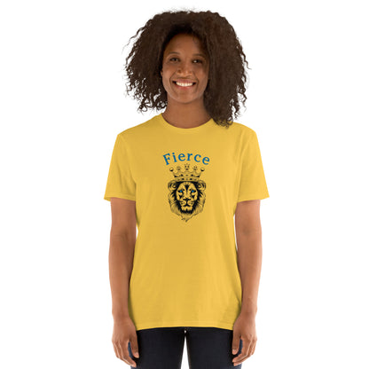 Fierce Like a Lion (with blue eyes) Unisex Tee by EraofInk