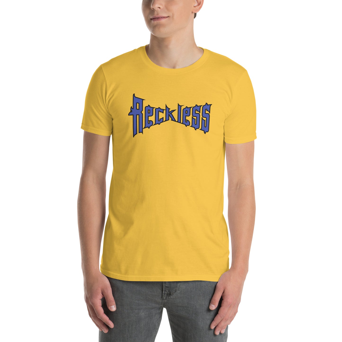 For the Guy Who is Reckless in Warped Font Unisex Tee by EraofInk
