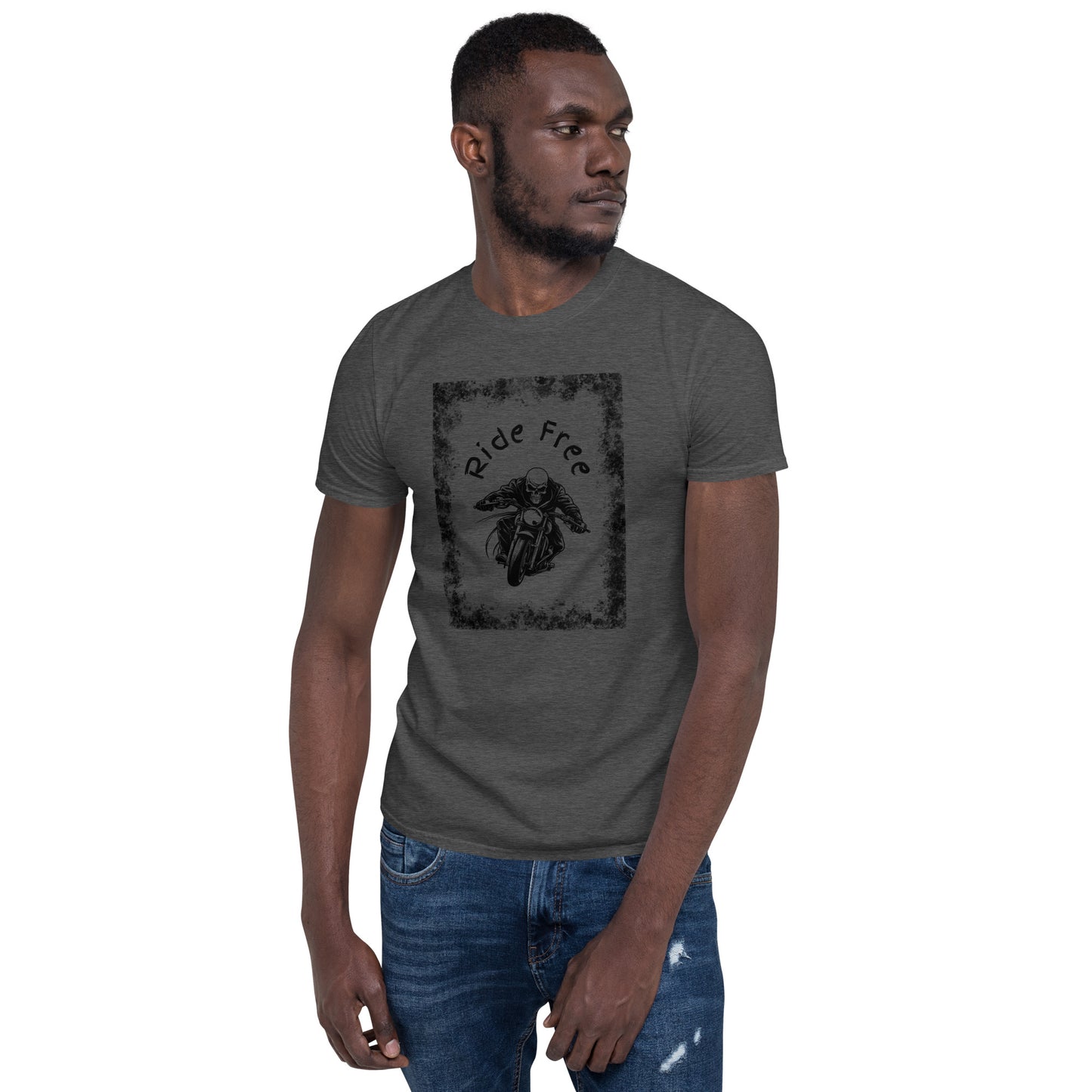 Men's Biker Tee - Death Rider Ride Free Unisex Tee by EraofInk