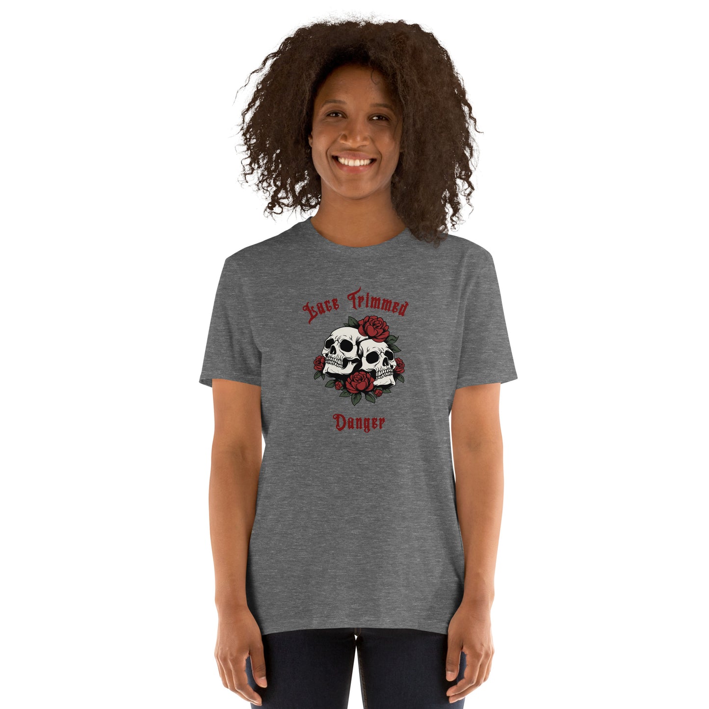 Lace Trimmed Danger Unisex Tee by EraofInk