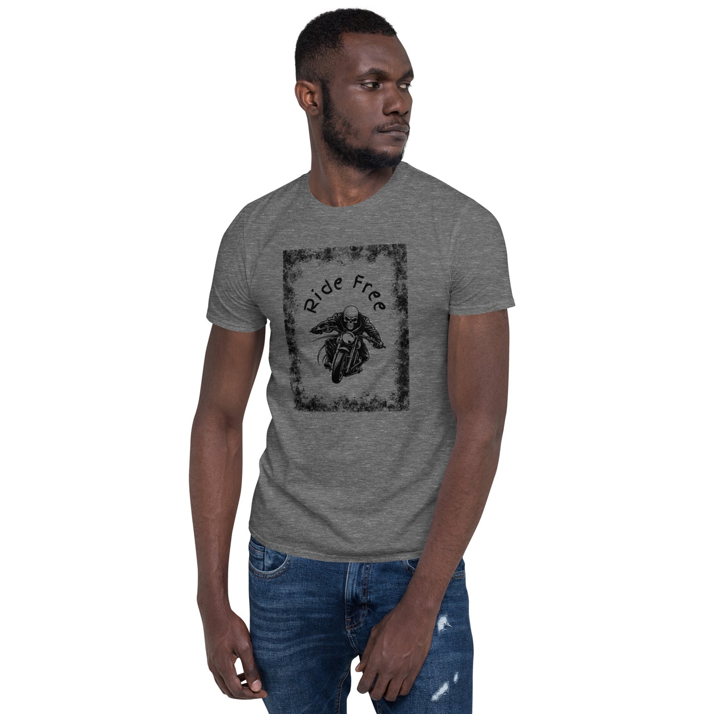 Men's Biker Tee - Death Rider Ride Free Unisex Tee by EraofInk