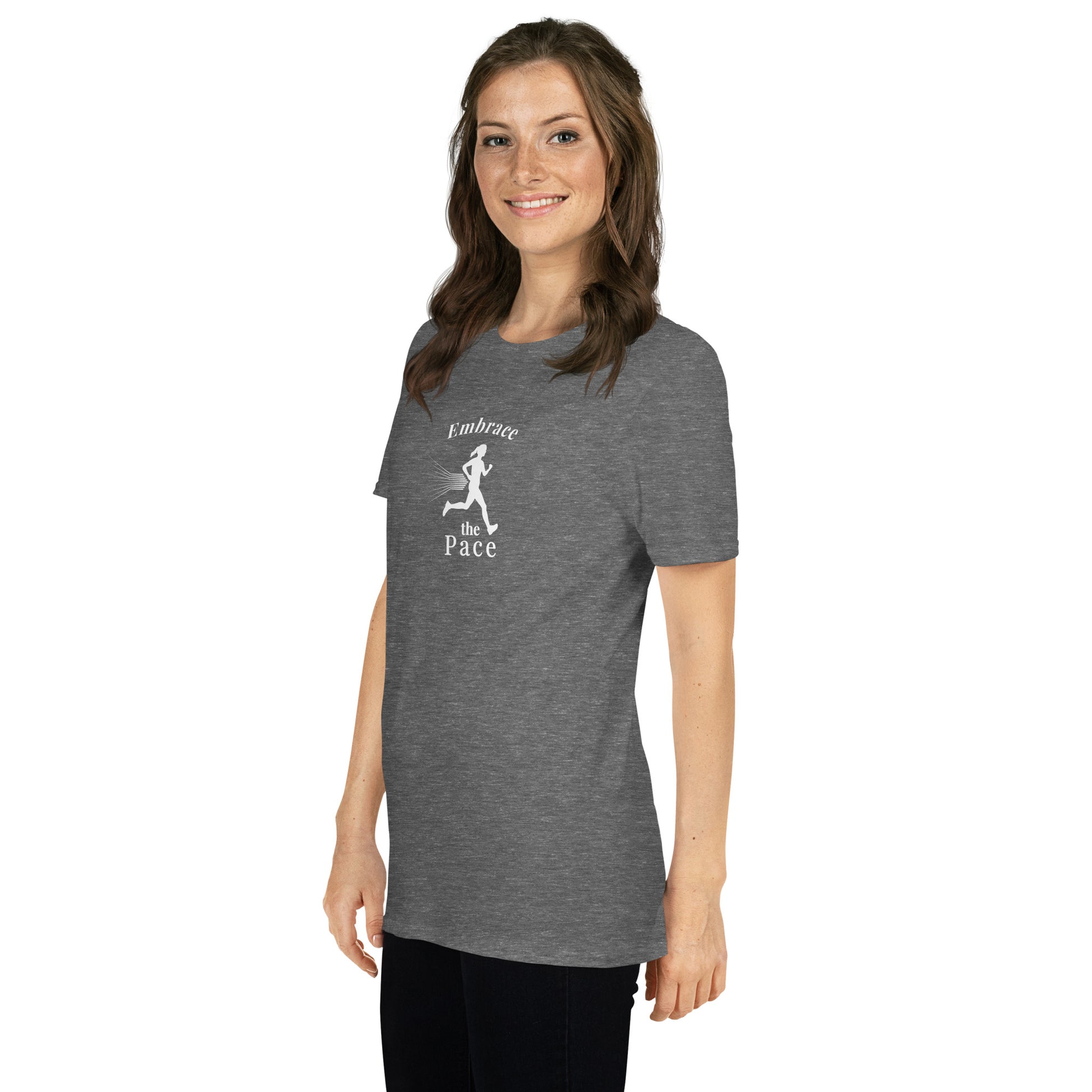 Embrace the Pace Female Runner Unisex Tee by EraofInk