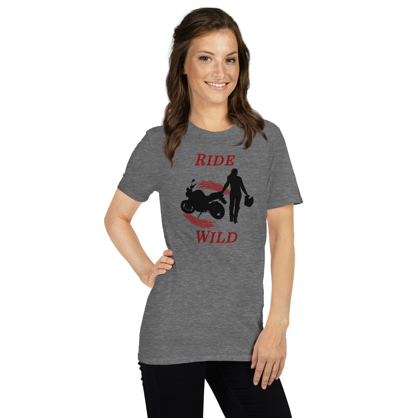 Ride Wild Motorcycle Biker Girl Unisex Tee by EraofInk
