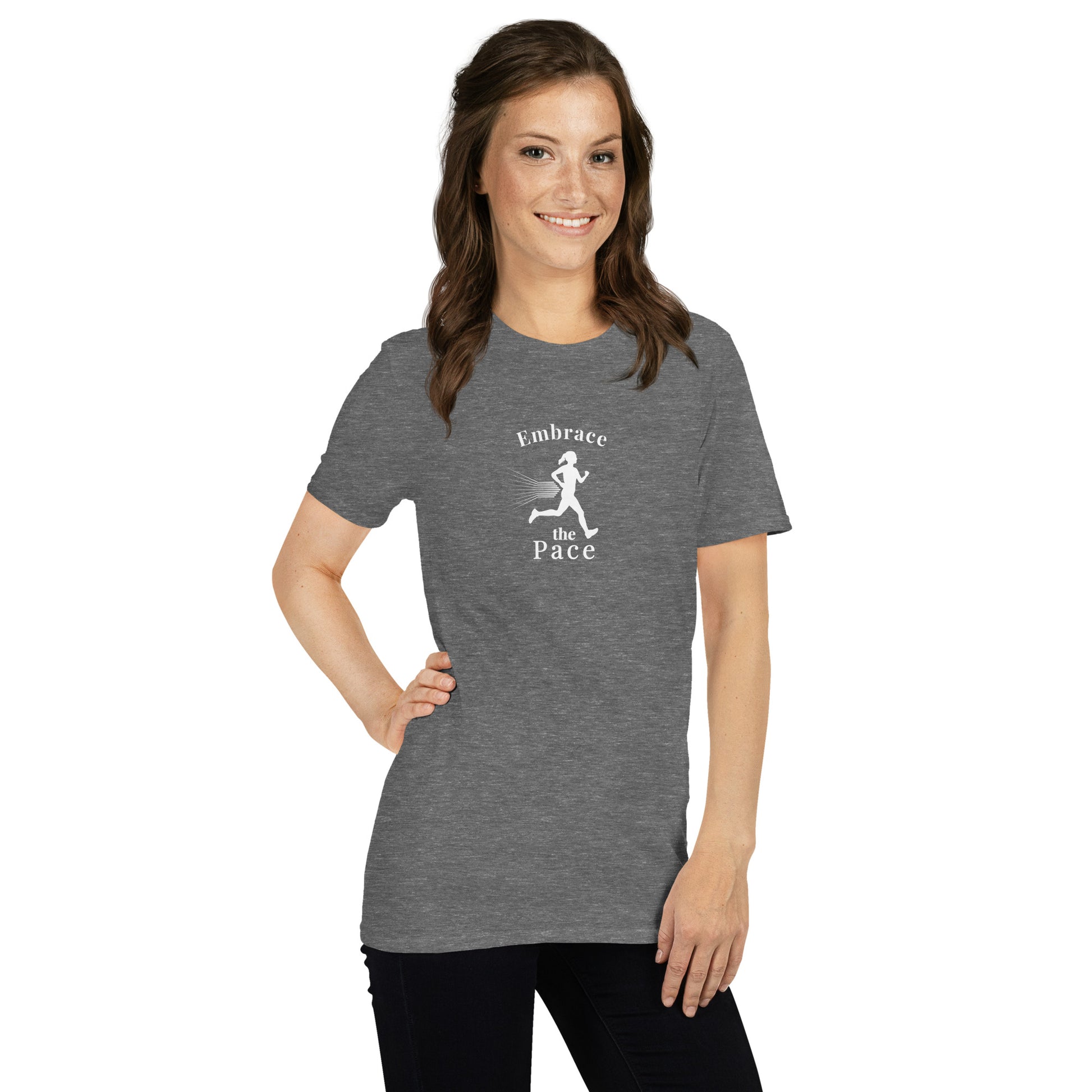 Embrace the Pace Female Runner Unisex Tee by EraofInk