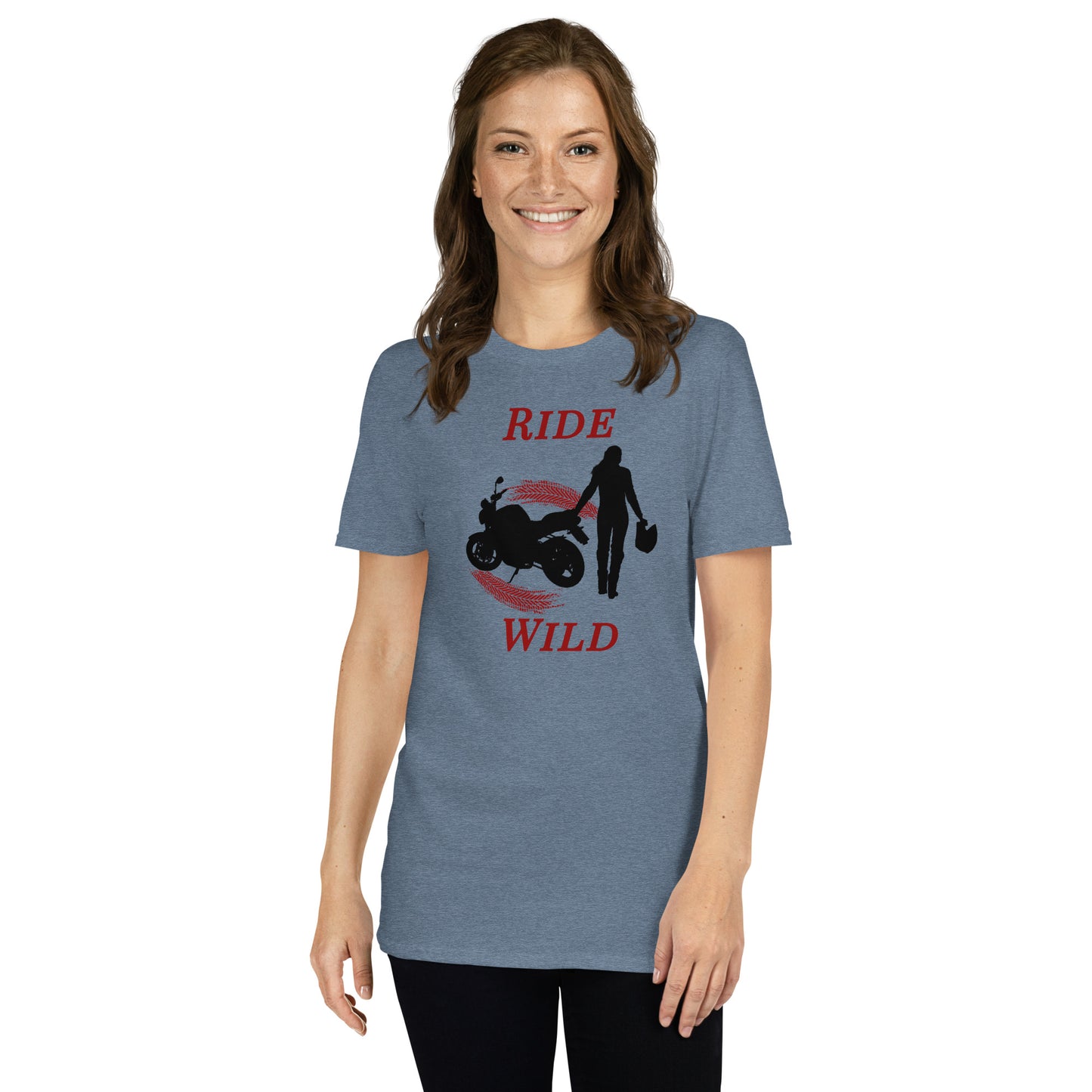 Ride Wild Motorcycle Biker Girl Unisex Tee by EraofInk