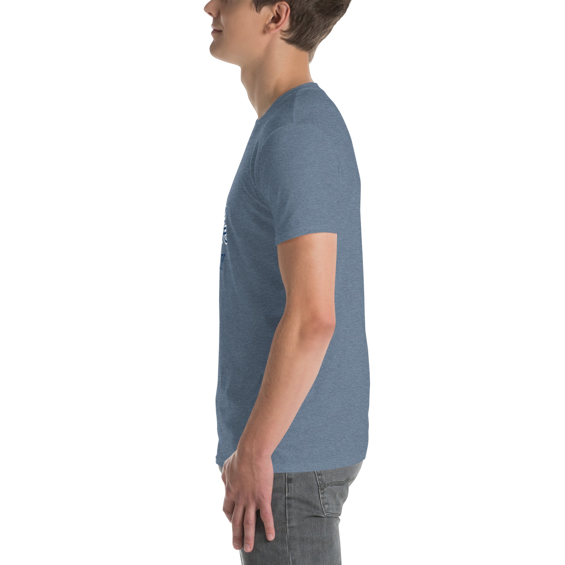 Game Day Football Blue and White Unisex T-Shirt by EraofInk