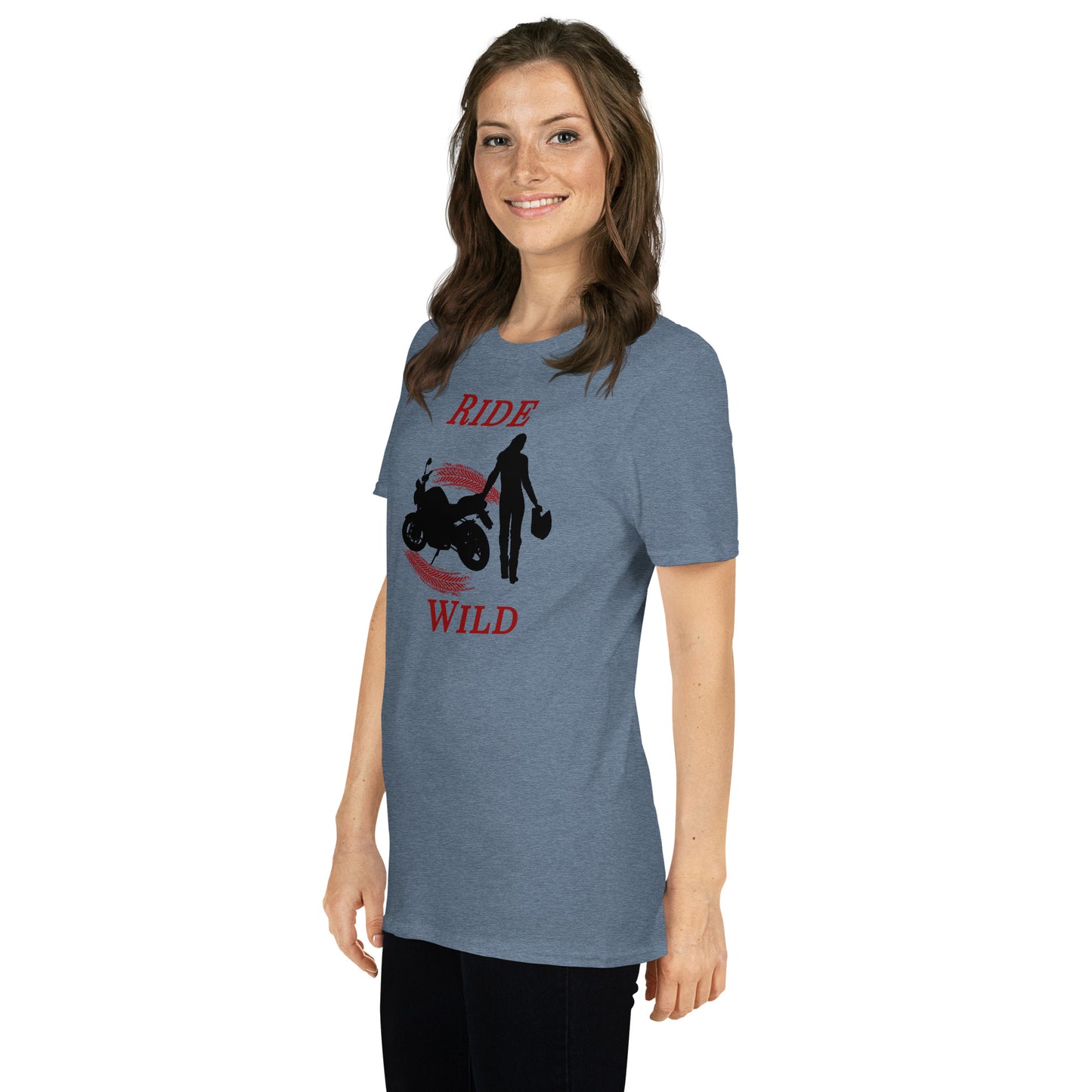 Ride Wild Motorcycle Biker Girl Unisex Tee by EraofInk