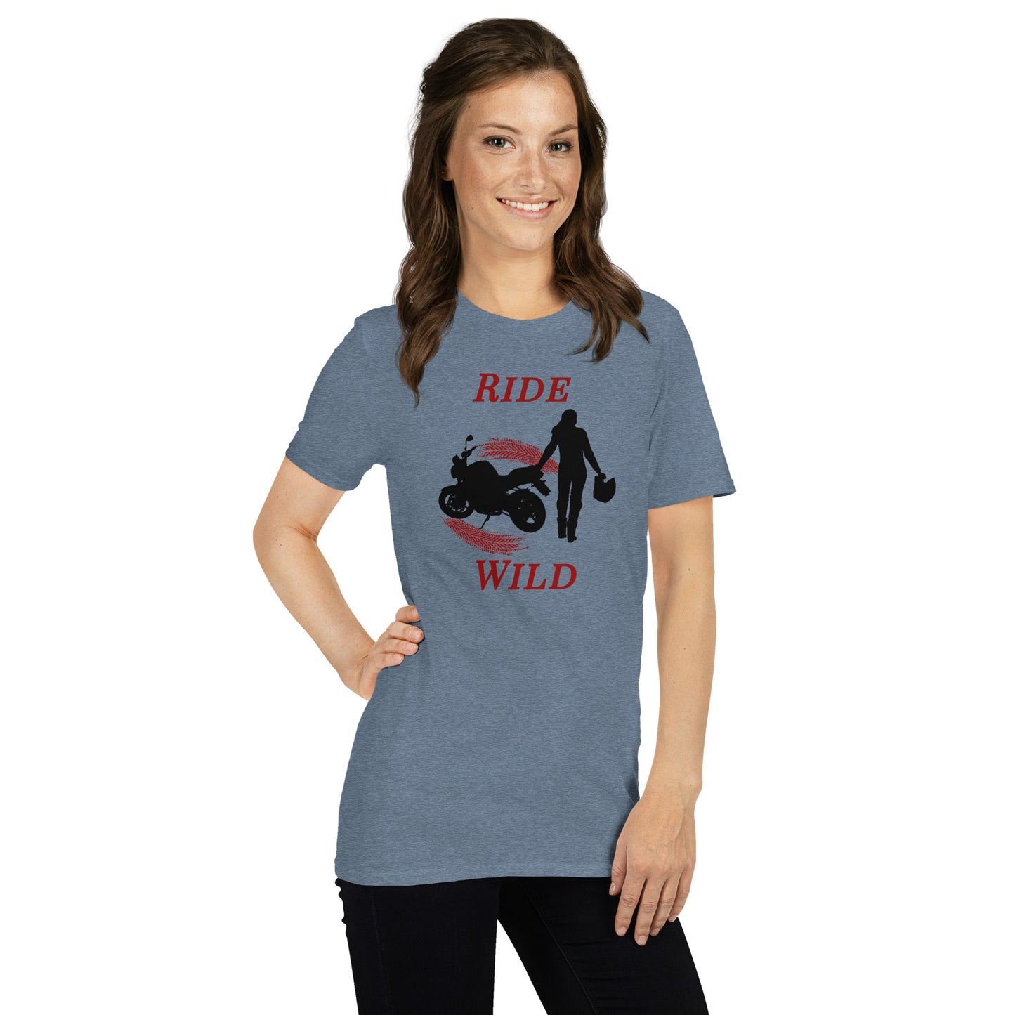 Ride Wild Motorcycle Biker Girl Unisex Tee by EraofInk