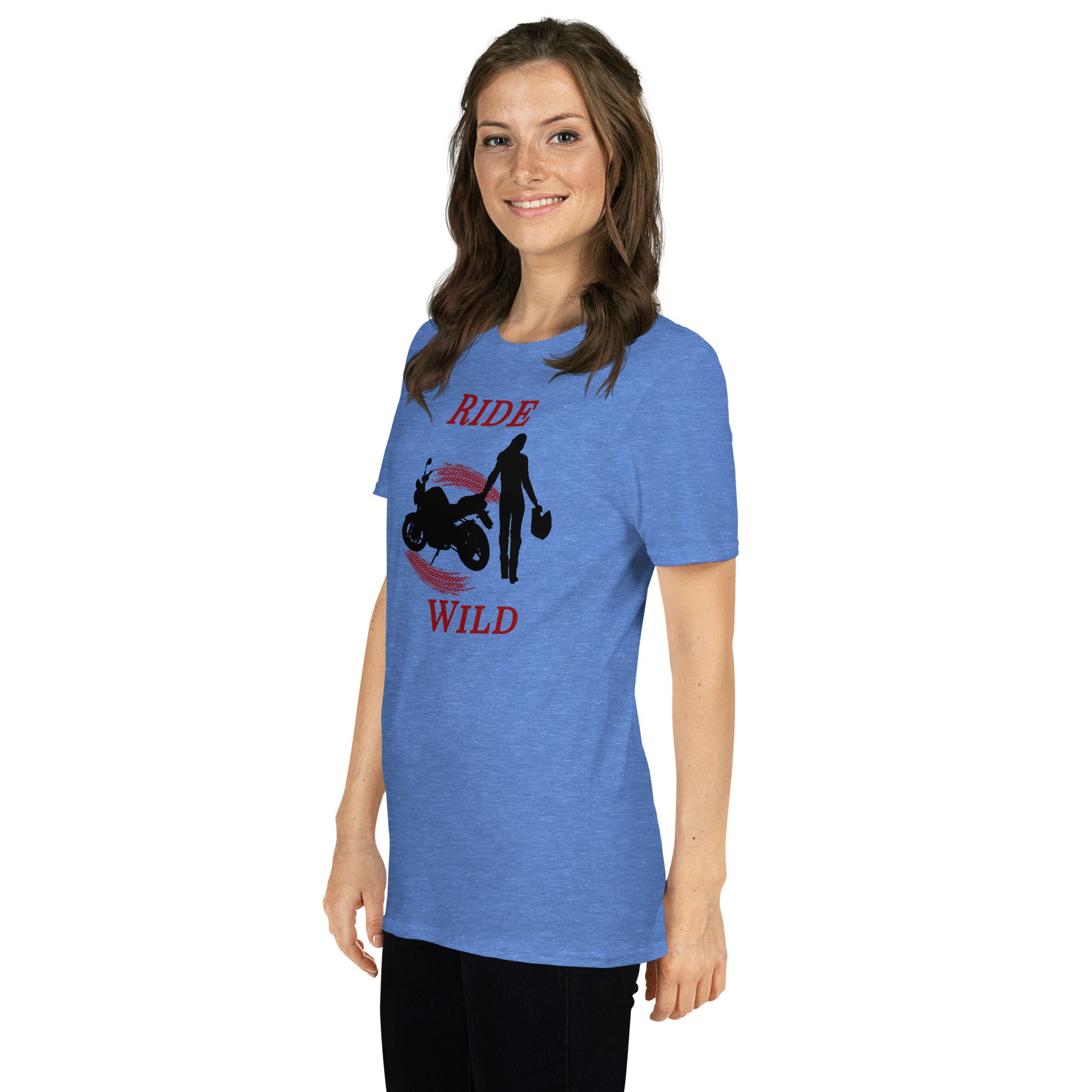Ride Wild Motorcycle Biker Girl Unisex Tee by EraofInk