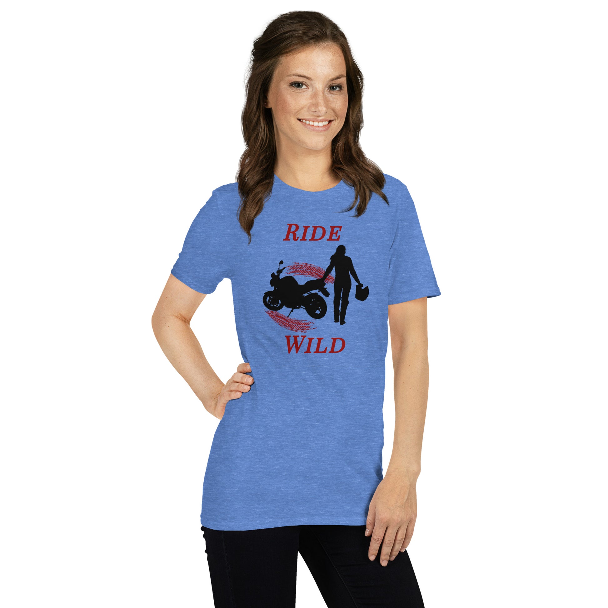 Ride Wild Motorcycle Biker Girl Unisex Tee by EraofInk