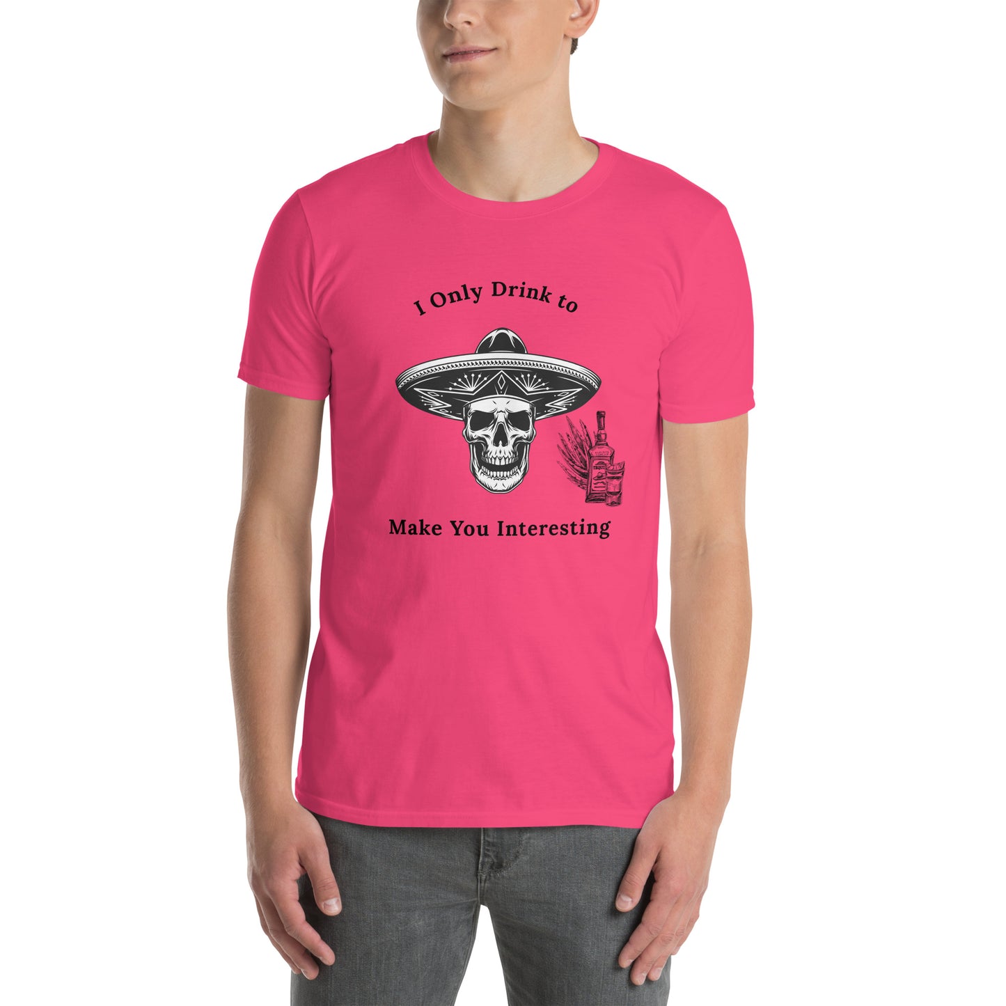 Tequila Drinker's Shirt Skull Wearing Sombrero with Tequila by EraofInk