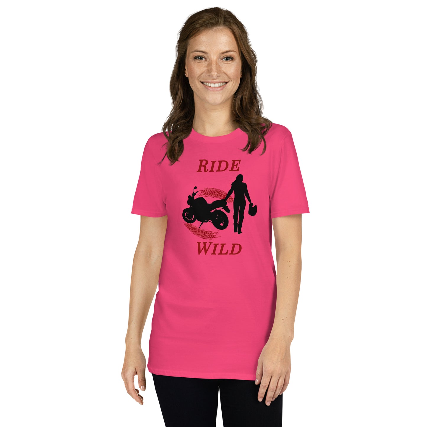 Ride Wild Motorcycle Biker Girl Unisex Tee by EraofInk