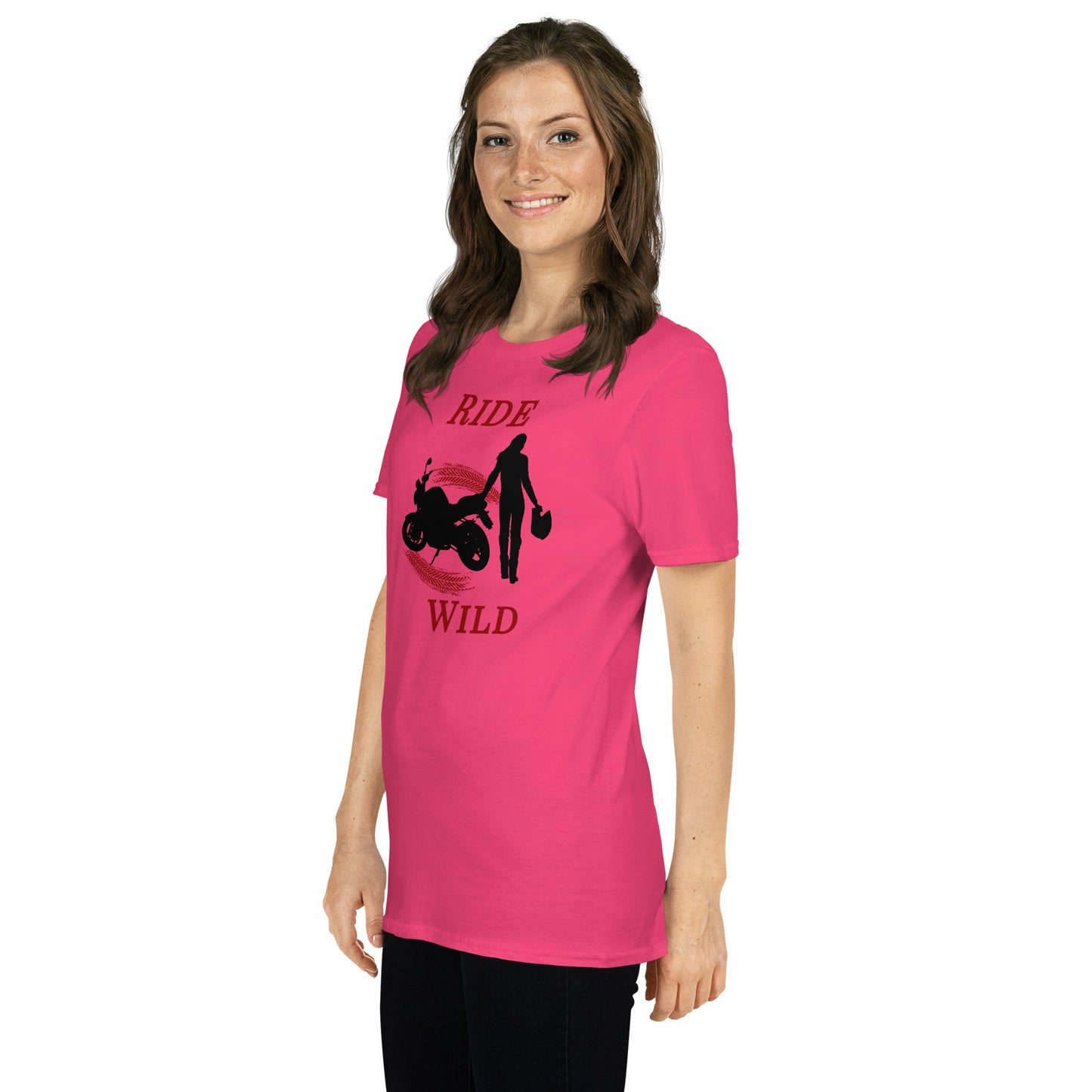 Ride Wild Motorcycle Biker Girl Unisex Tee by EraofInk
