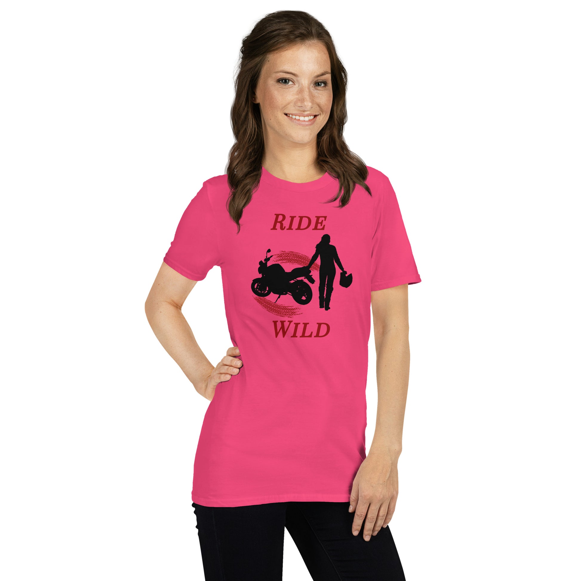 Ride Wild Motorcycle Biker Girl Unisex Tee by EraofInk