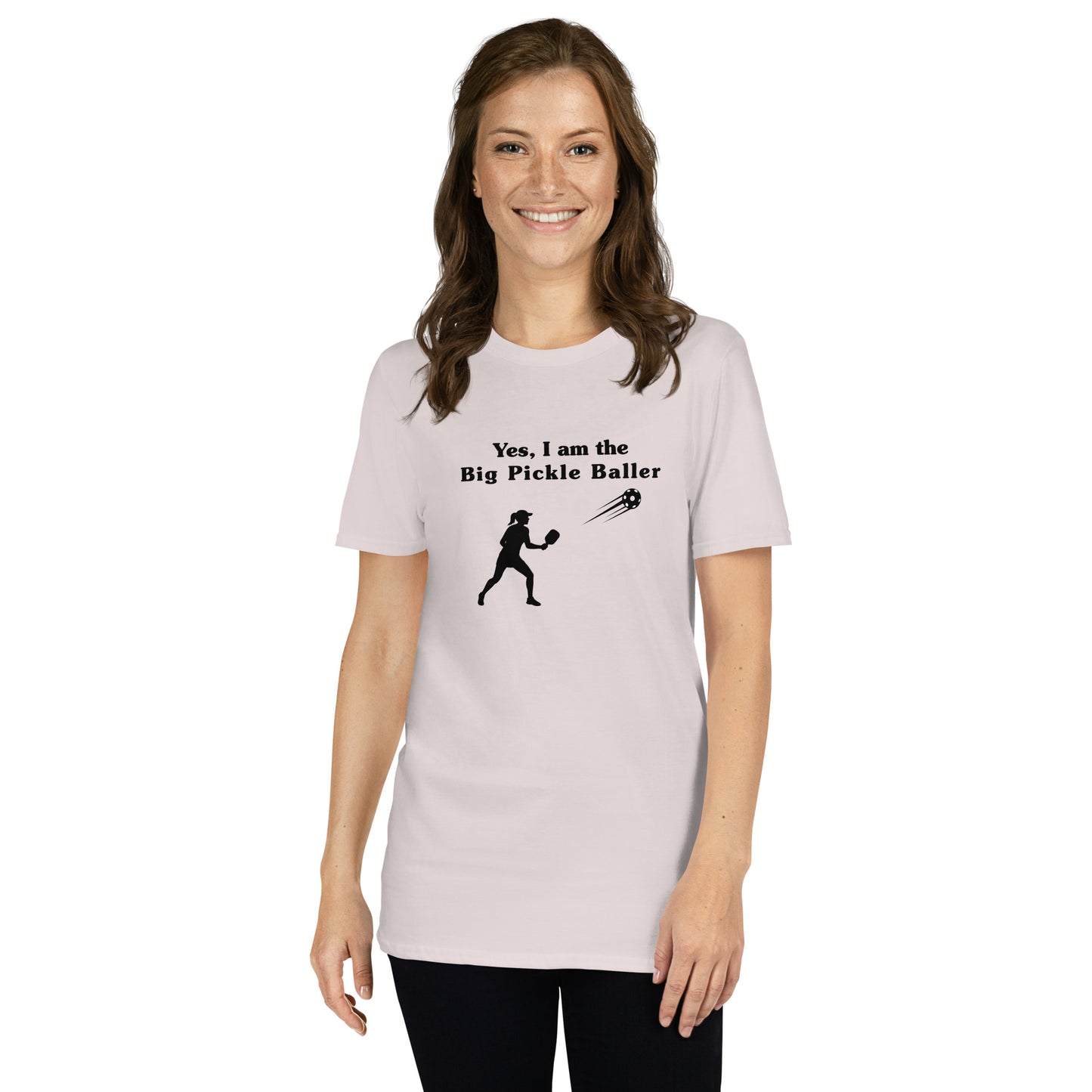 Yes, I am the Big Pickleballer Female Pickleball Unisex Tee by EraofInk