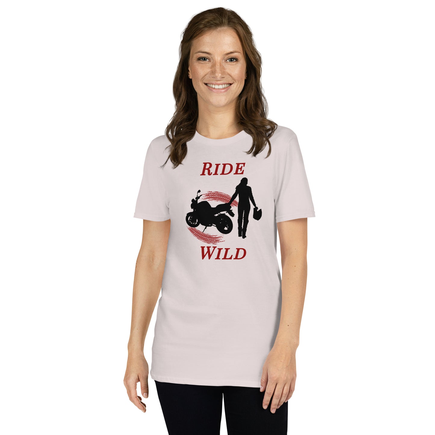 Ride Wild Motorcycle Biker Girl Unisex Tee by EraofInk