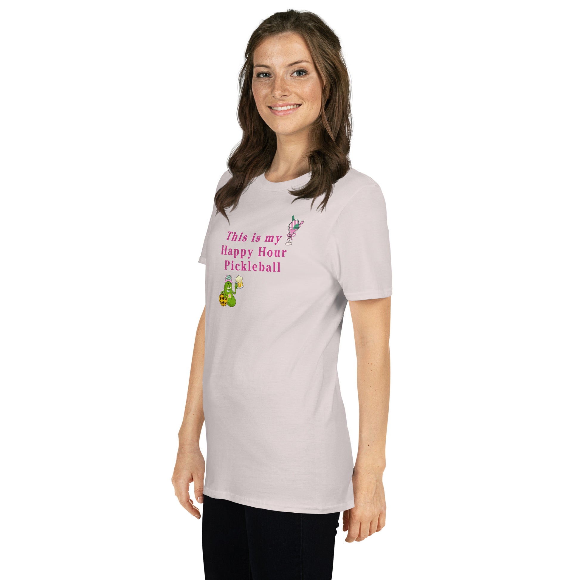 This is My Happy Hour Pickleball Feminine Design Unisex Tee by EraofInk