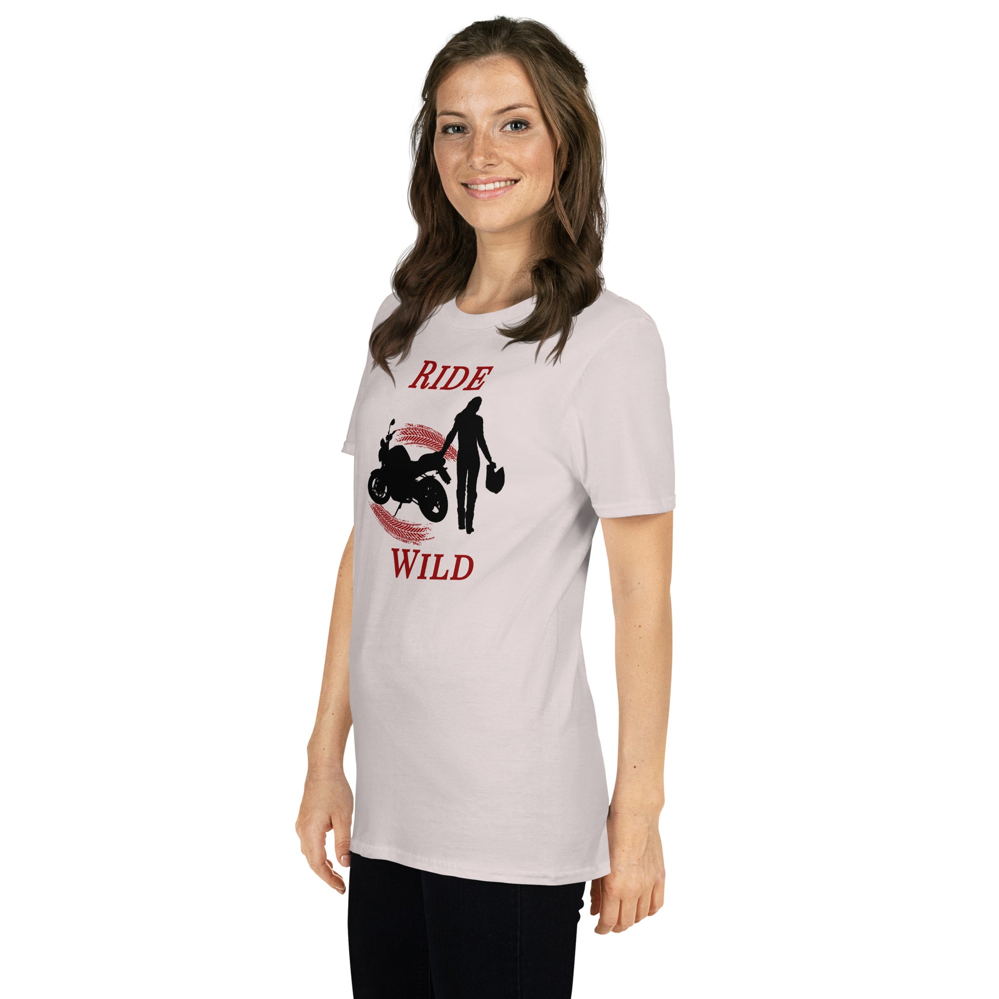 Ride Wild Motorcycle Biker Girl Unisex Tee by EraofInk