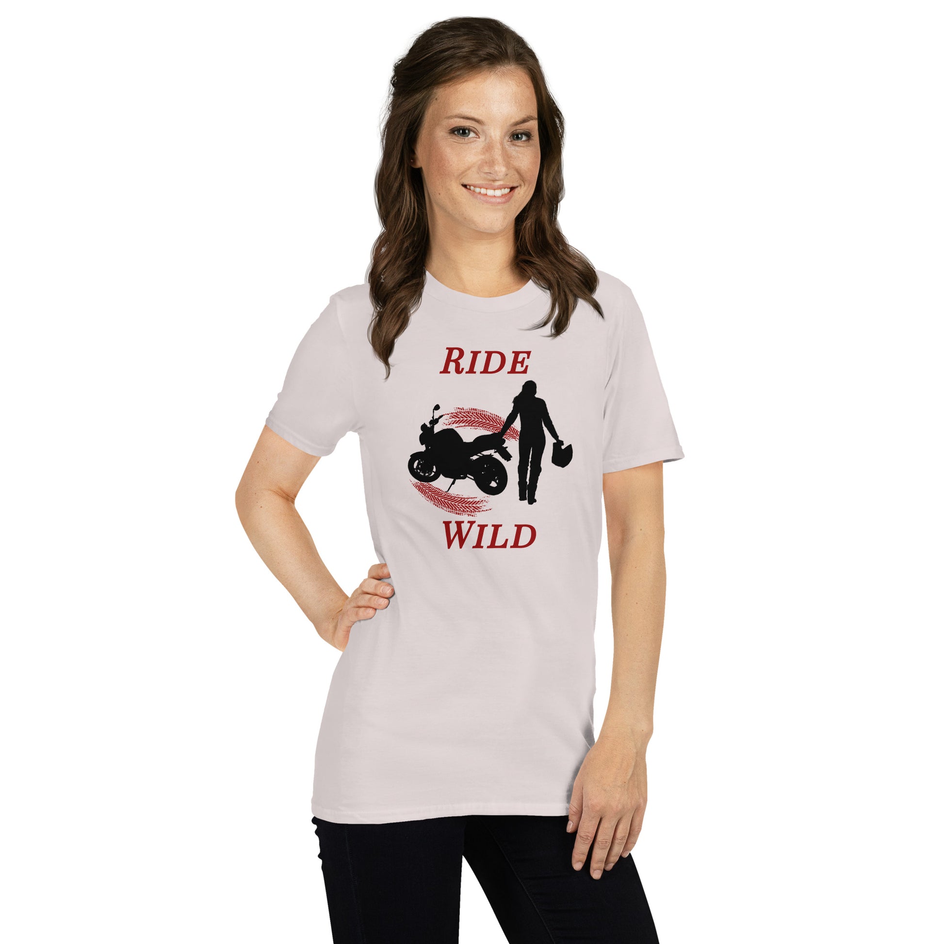 Ride Wild Motorcycle Biker Girl Unisex Tee by EraofInk
