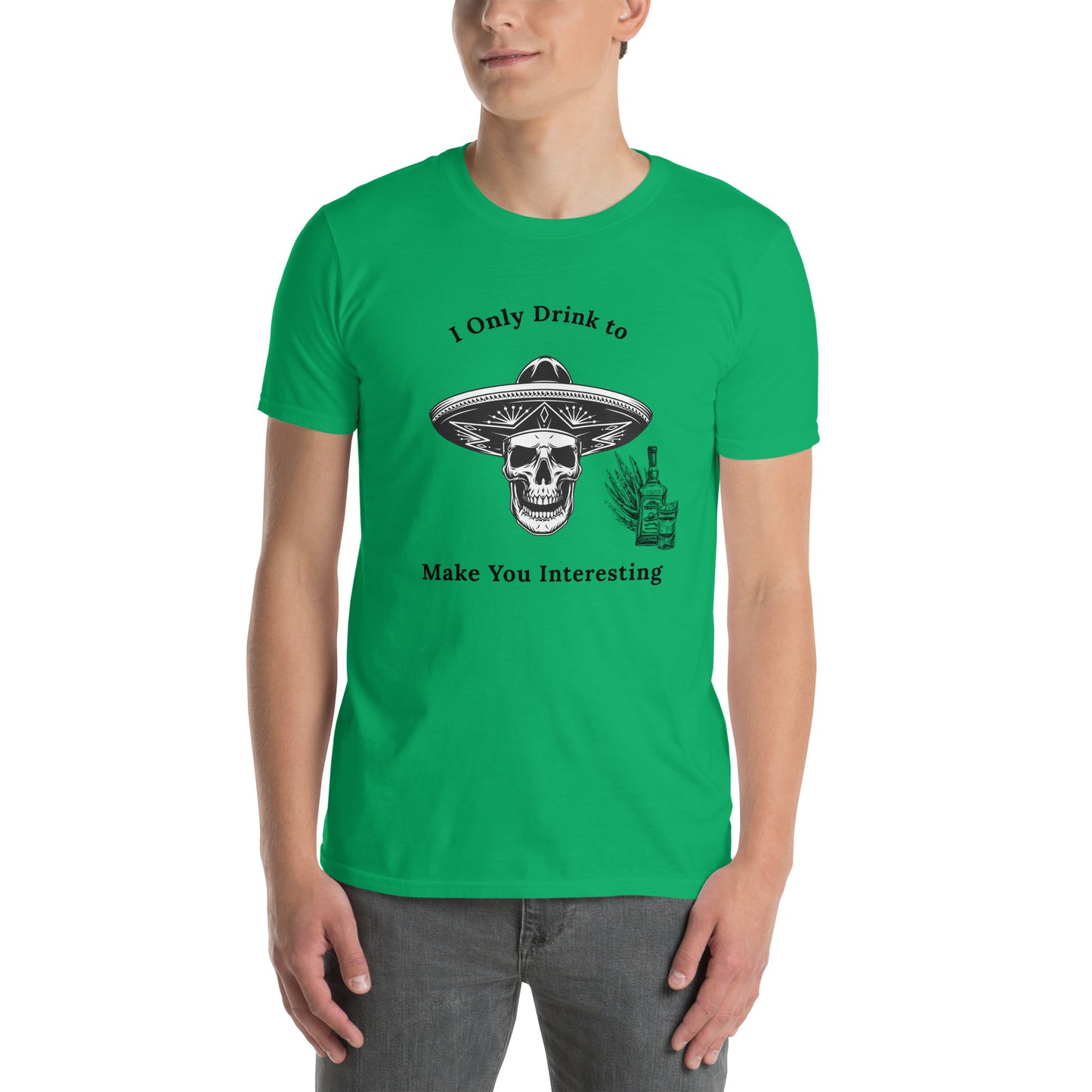 Tequila Drinker's Shirt Skull Wearing Sombrero with Tequila by EraofInk