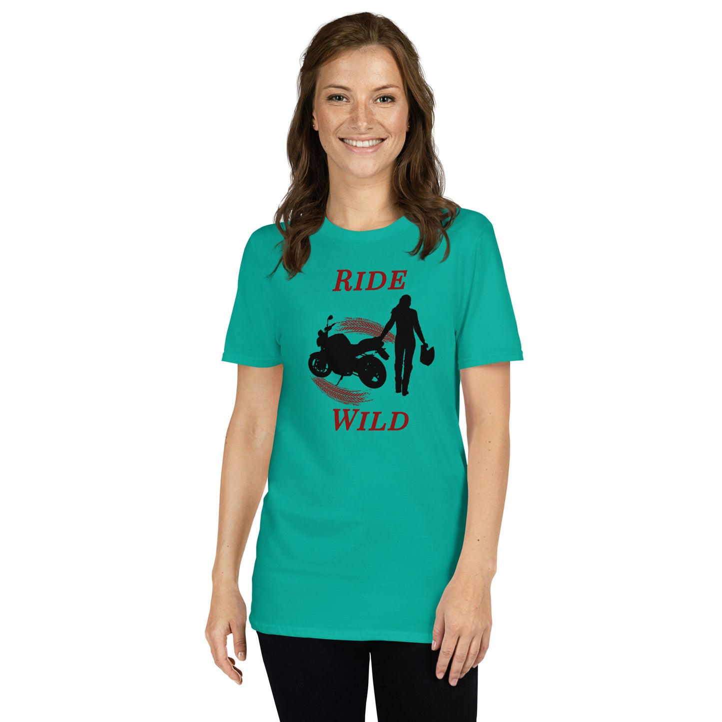 Ride Wild Motorcycle Biker Girl Unisex Tee by EraofInk