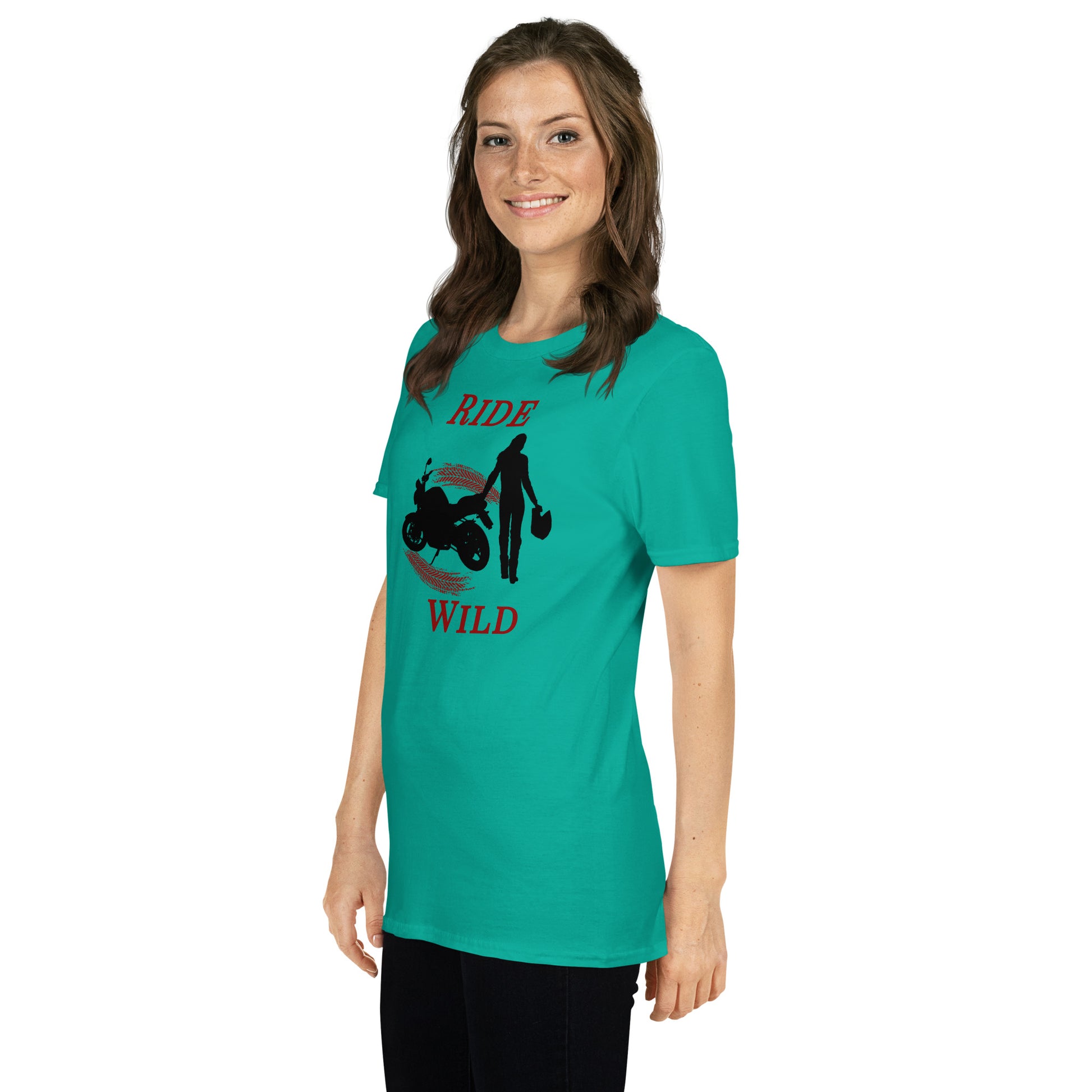 Ride Wild Motorcycle Biker Girl Unisex Tee by EraofInk