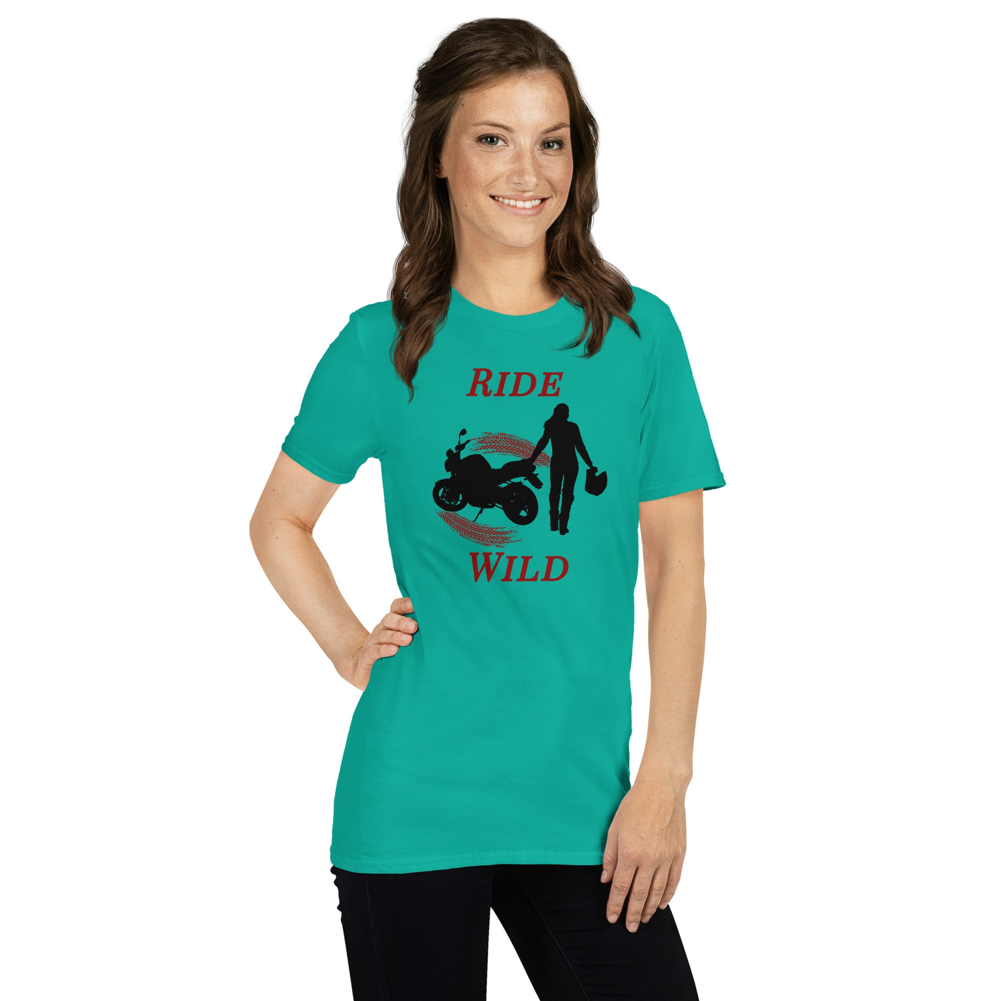 Ride Wild Motorcycle Biker Girl Unisex Tee by EraofInk