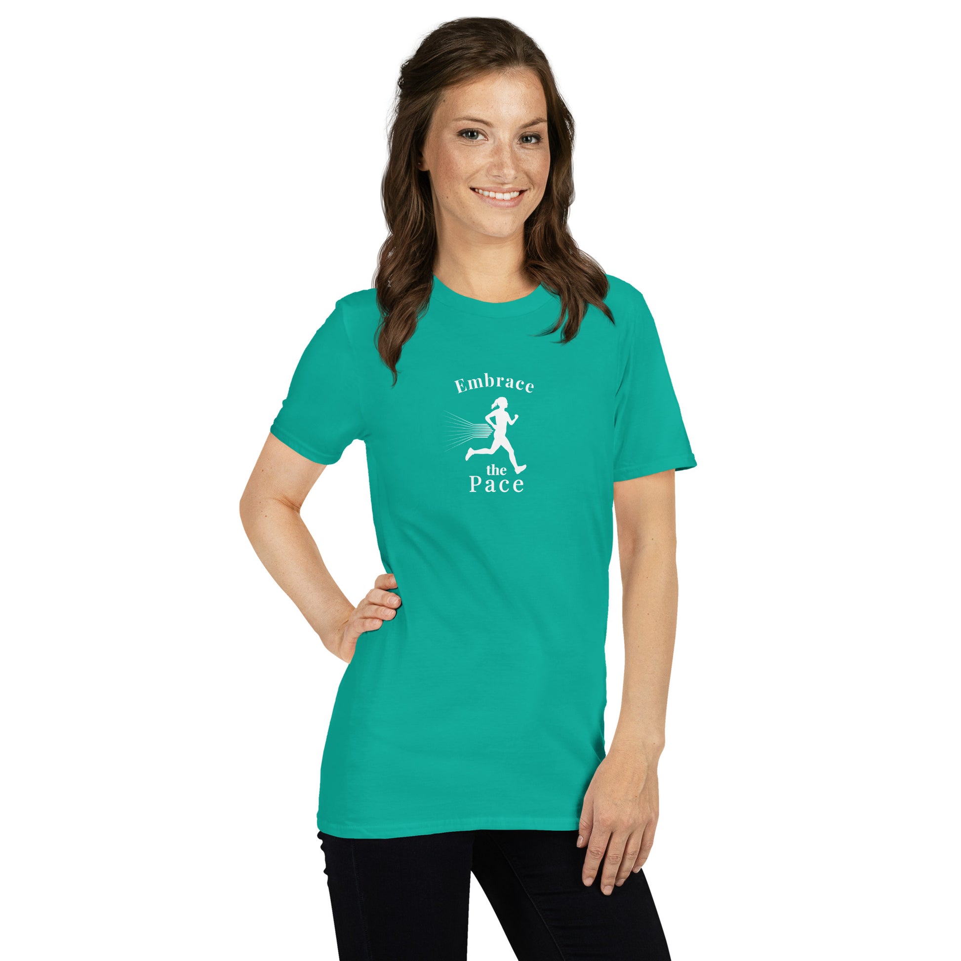 Embrace the Pace Female Runner Unisex Tee by EraofInk