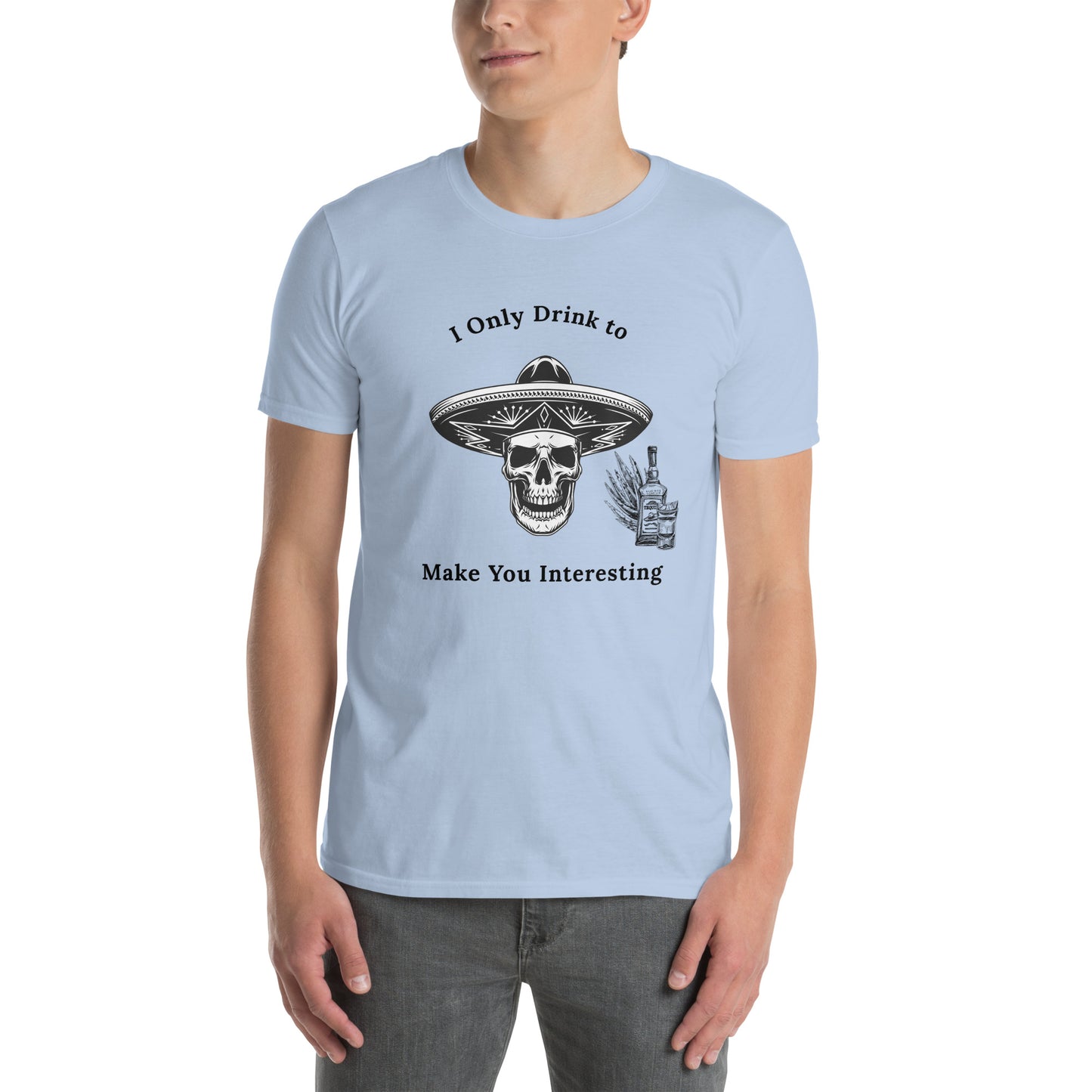 Tequila Drinker's Shirt Skull Wearing Sombrero with Tequila by EraofInk