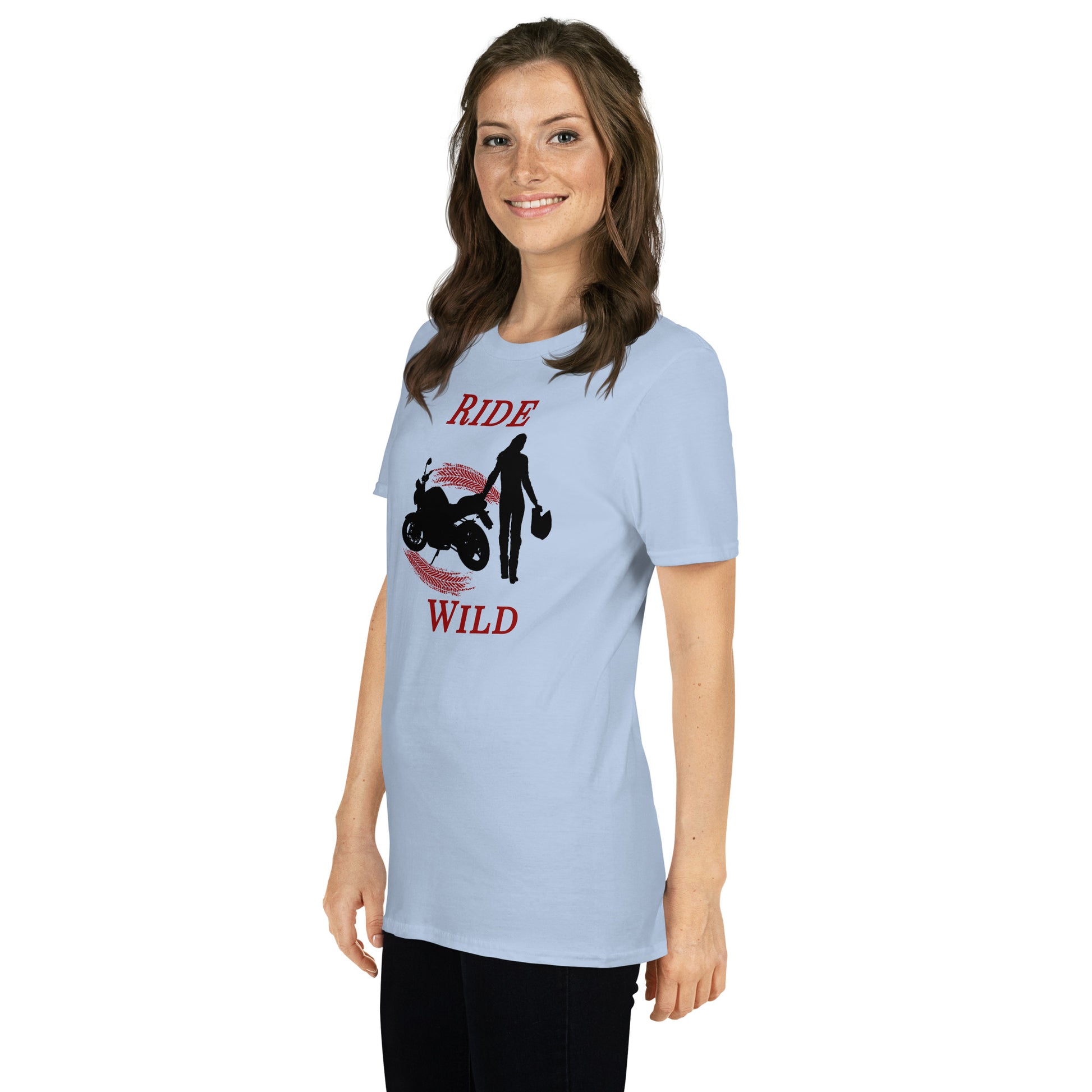Ride Wild Motorcycle Biker Girl Unisex Tee by EraofInk