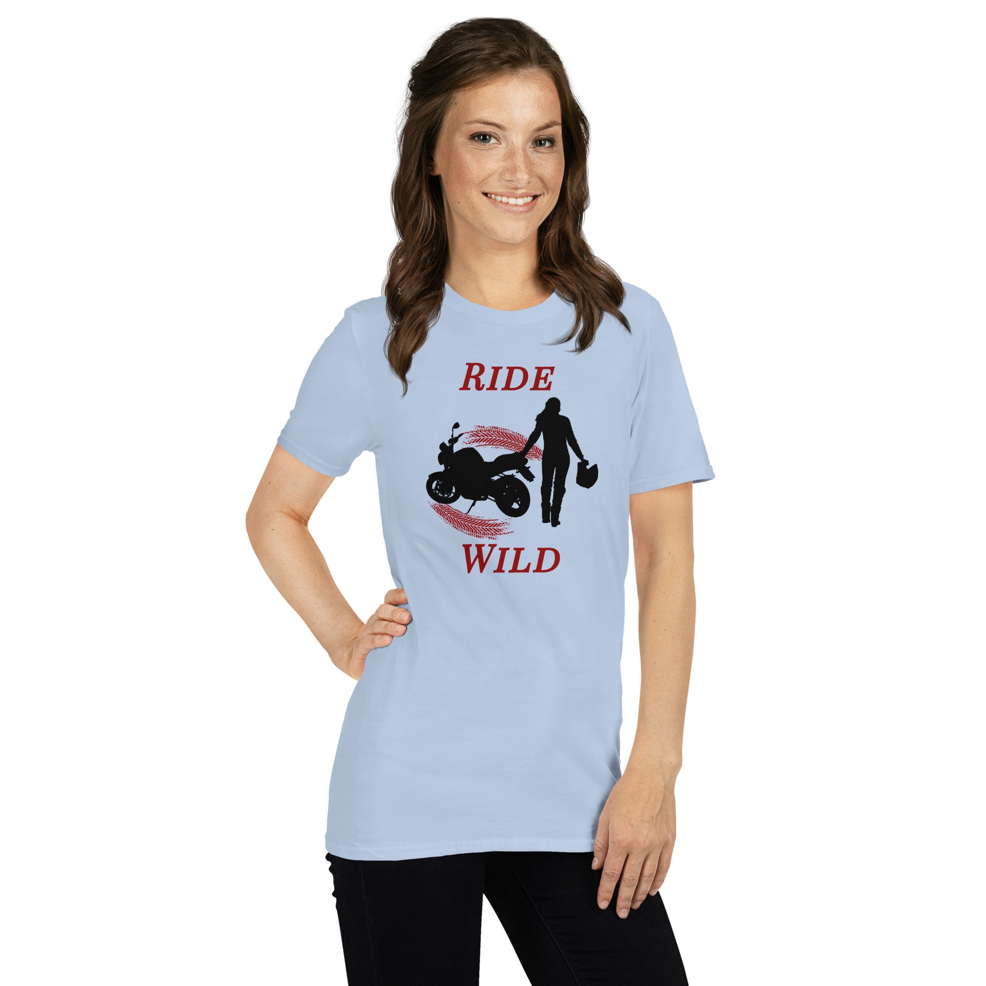 Ride Wild Motorcycle Biker Girl Unisex Tee by EraofInk
