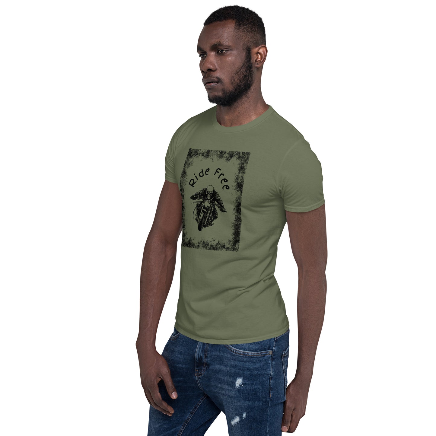 Men's Biker Tee - Death Rider Ride Free Unisex Tee by EraofInk