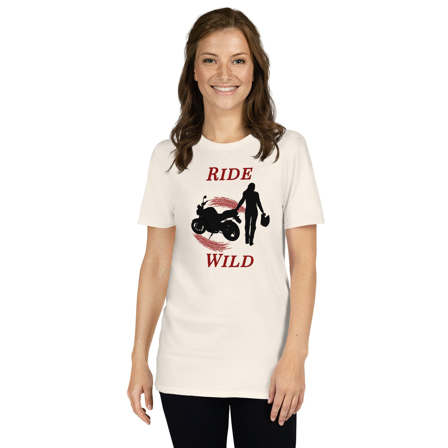 Ride Wild Motorcycle Biker Girl Unisex Tee by EraofInk