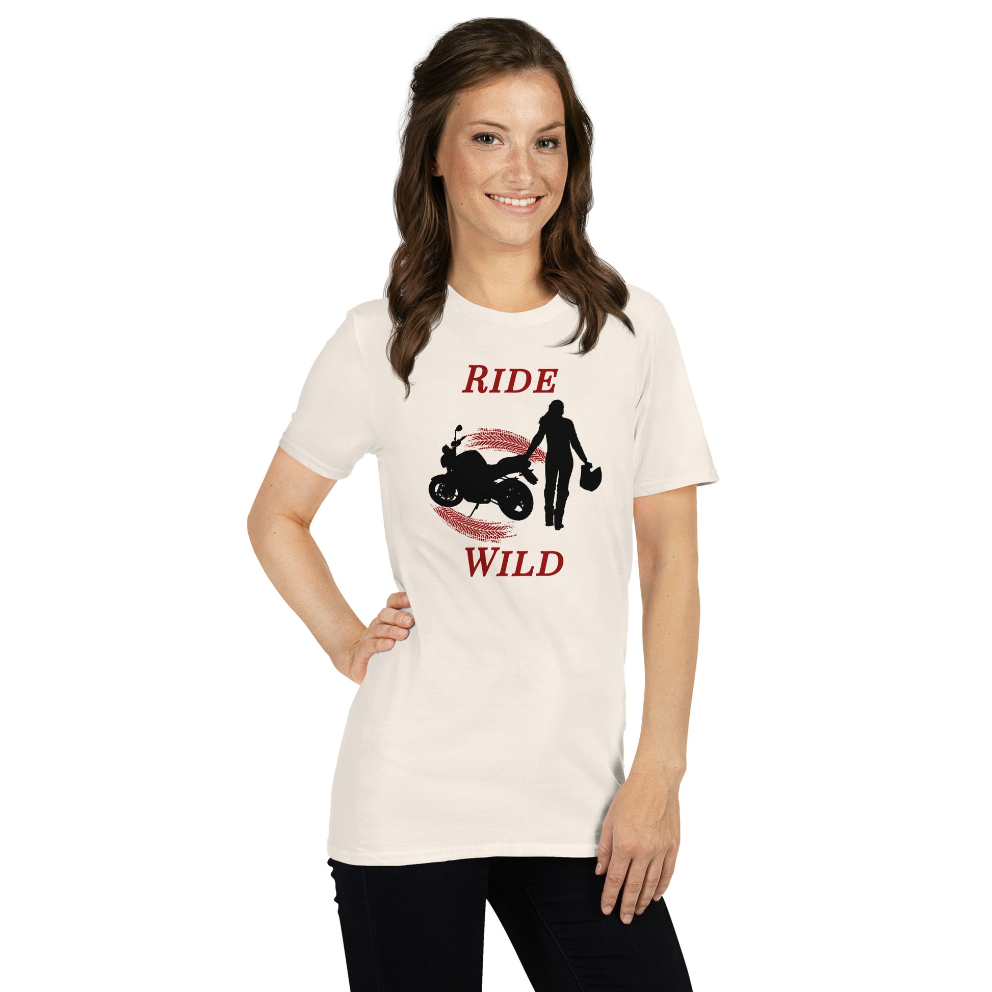 Ride Wild Motorcycle Biker Girl Unisex Tee by EraofInk