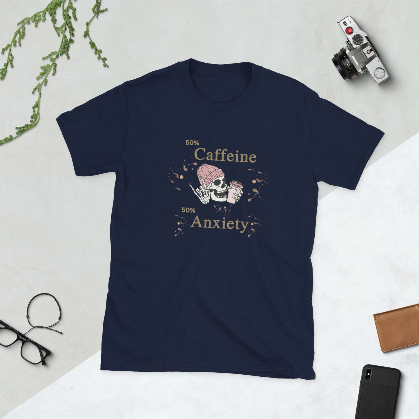 50% Caffeine 50% Anxiety Unisex Tee by EraofInk