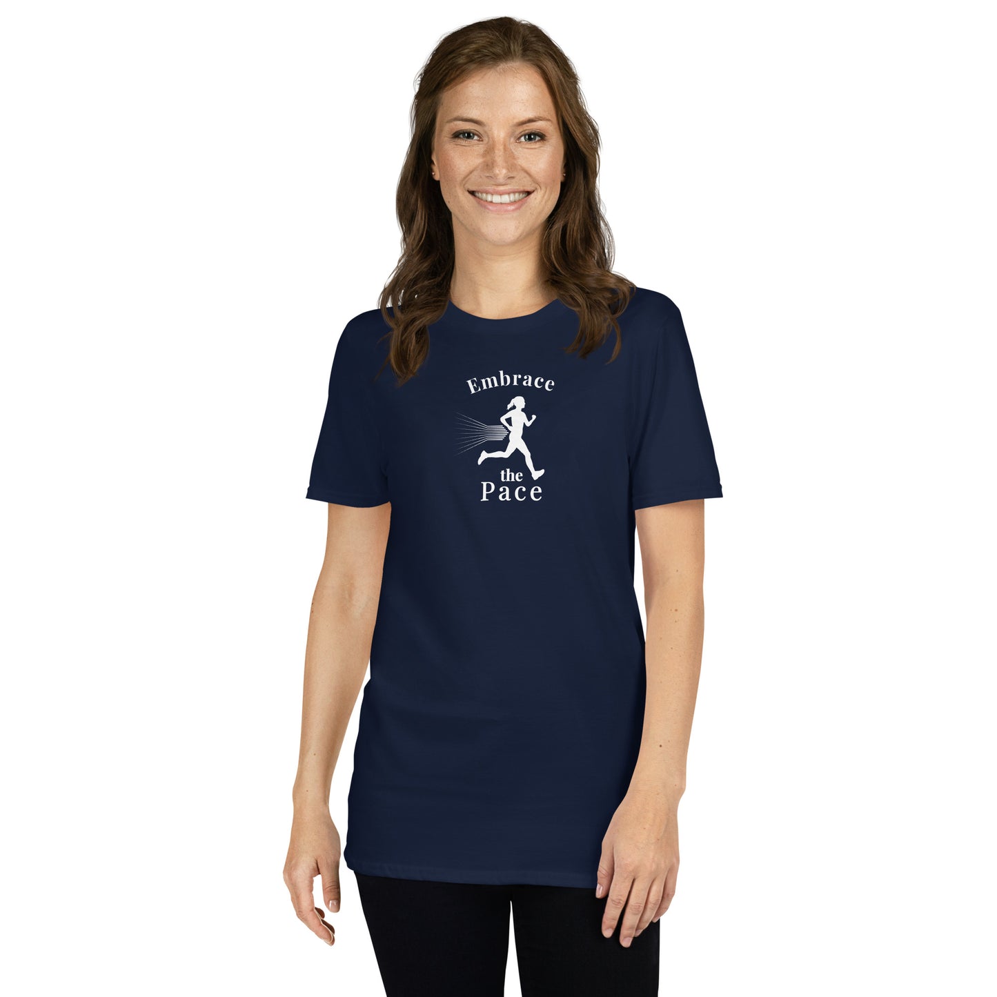Embrace the Pace Ladies Fitness Marathon Triathlon Biathlon Tee by EraofInk