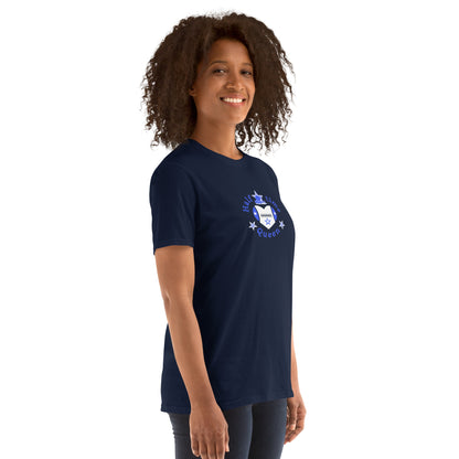 Halftime Queen Football Cheer for Blue & White Unisex Tee by EraofInk