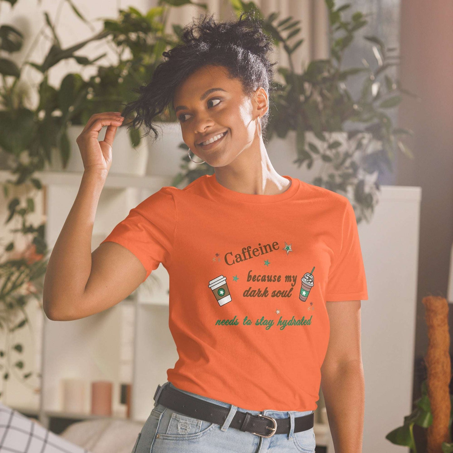 Caffeine Because My Dark Soul Needs To Stay Hydrated Unisex Tee by EraofInk