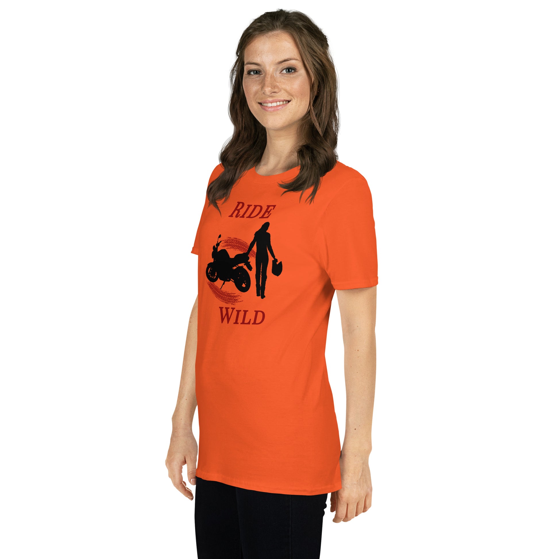 Ride Wild Motorcycle Biker Girl Unisex Tee by EraofInk