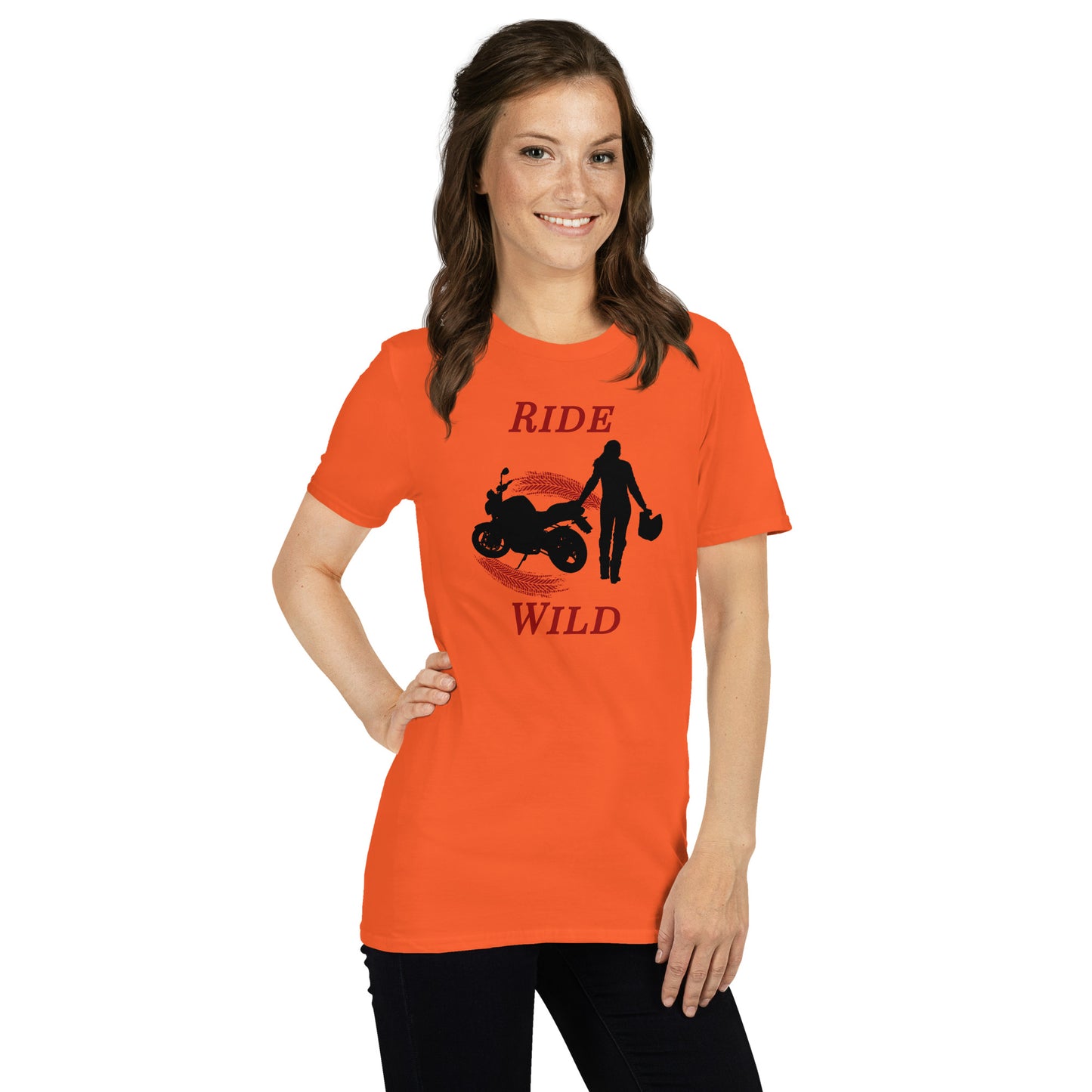 Ride Wild Motorcycle Biker Girl Unisex Tee by EraofInk