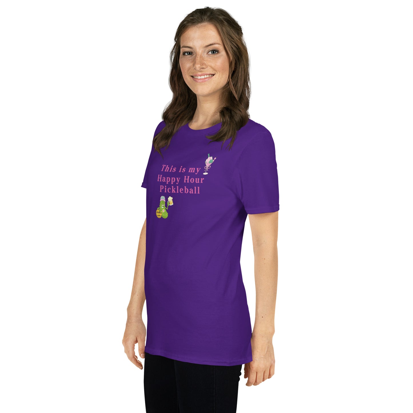 This is My Happy Hour Pickleball Feminine Design Unisex Tee by EraofInk
