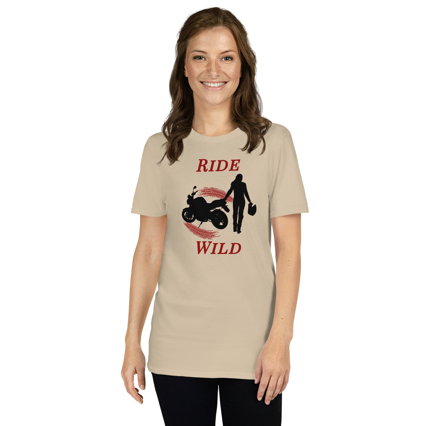 Ride Wild Motorcycle Biker Girl Unisex Tee by EraofInk