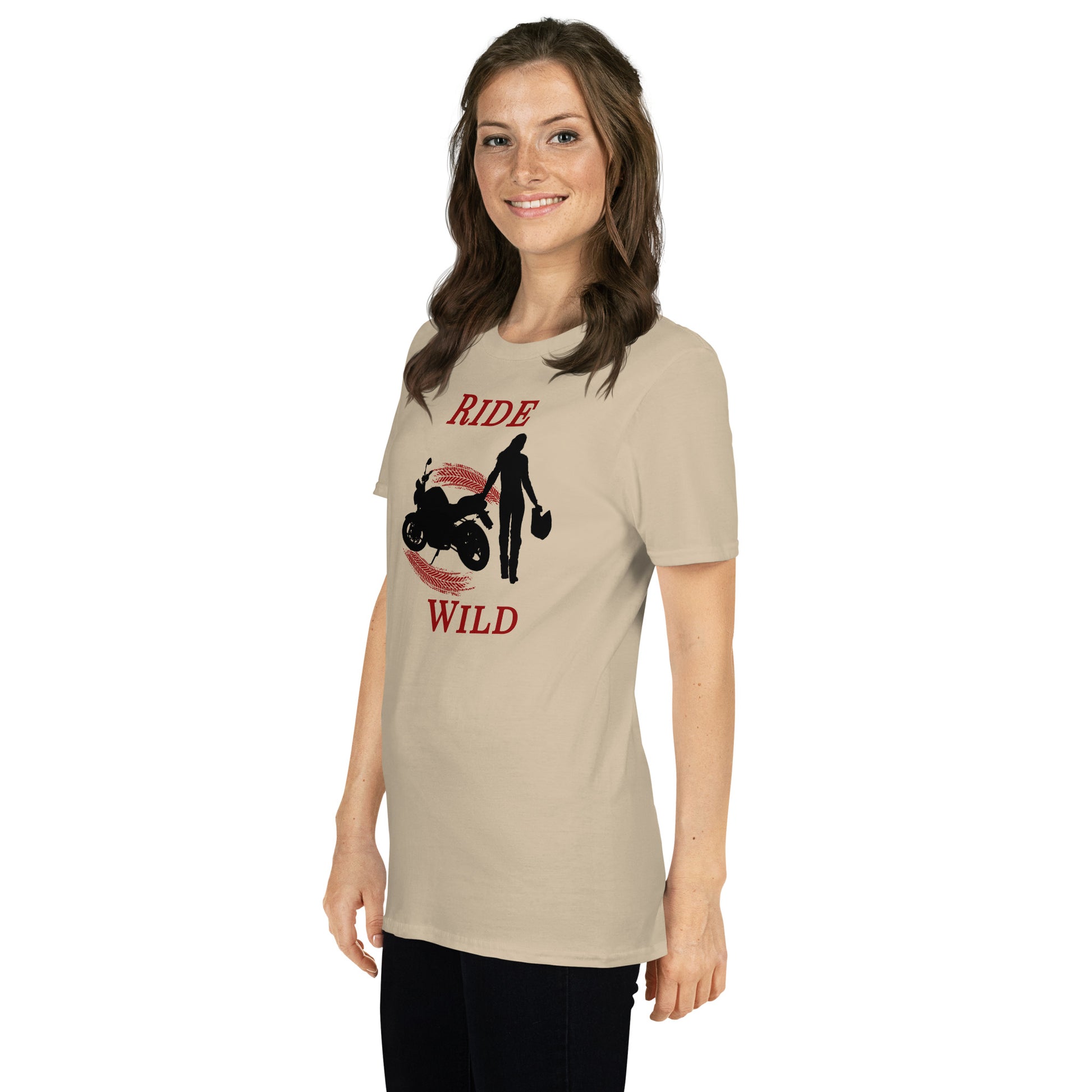 Ride Wild Motorcycle Biker Girl Unisex Tee by EraofInk